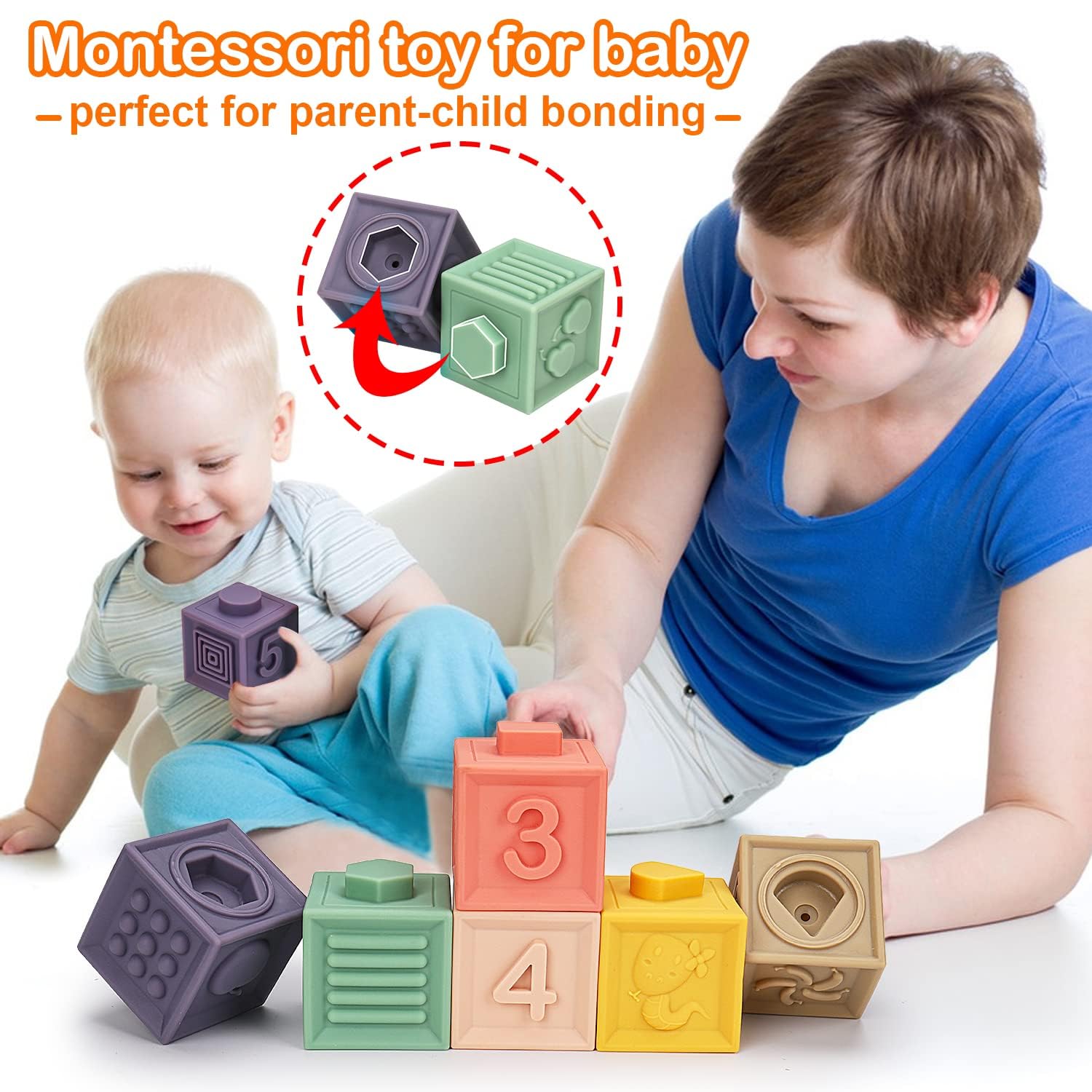 Montessori Baby Toys for 1-3 Years - Stacking Cups, Sensory & Teething Toys for Toddlers - Perfect for Early Learning & Playtime