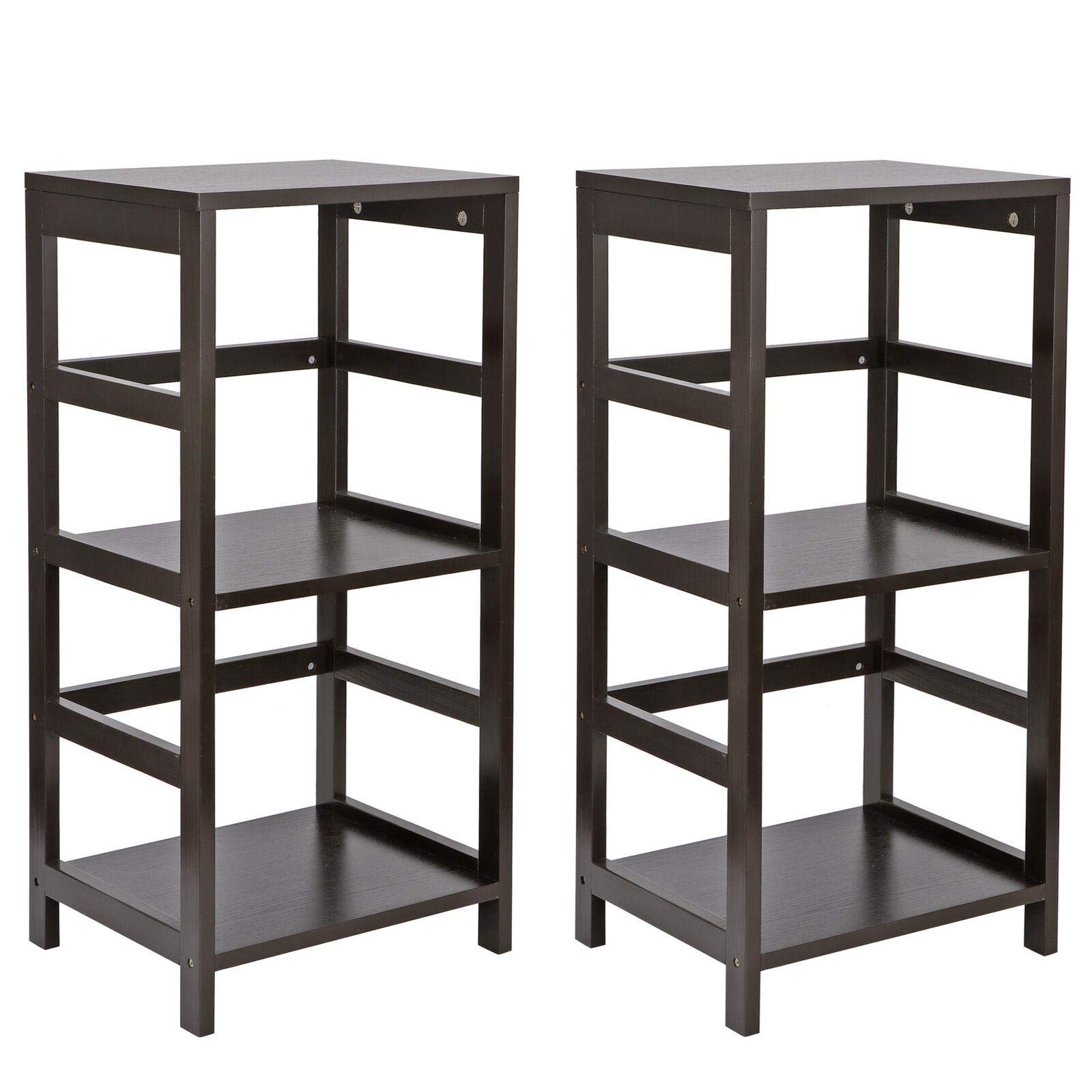 2-Tier Open Wooden Bookcase Shelf - Espresso Brown Storage Organizer for Books, Decor & Display | Perfect for Home Office, Living Room & Bedroom Organization