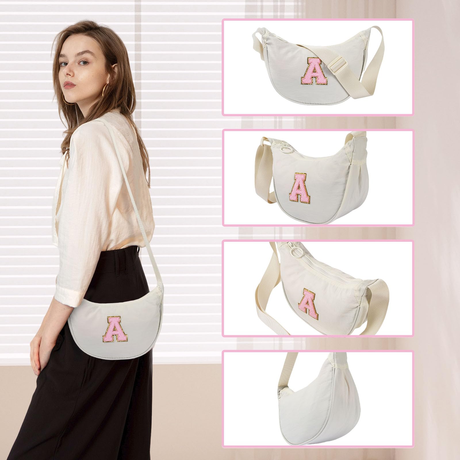 Personalized Initial Small Crescent Crossbody Bag for Women - Trendy Cute Birthday & Holiday Gift for Her - Perfect for Everyday Use, Travel, and Special Occasions