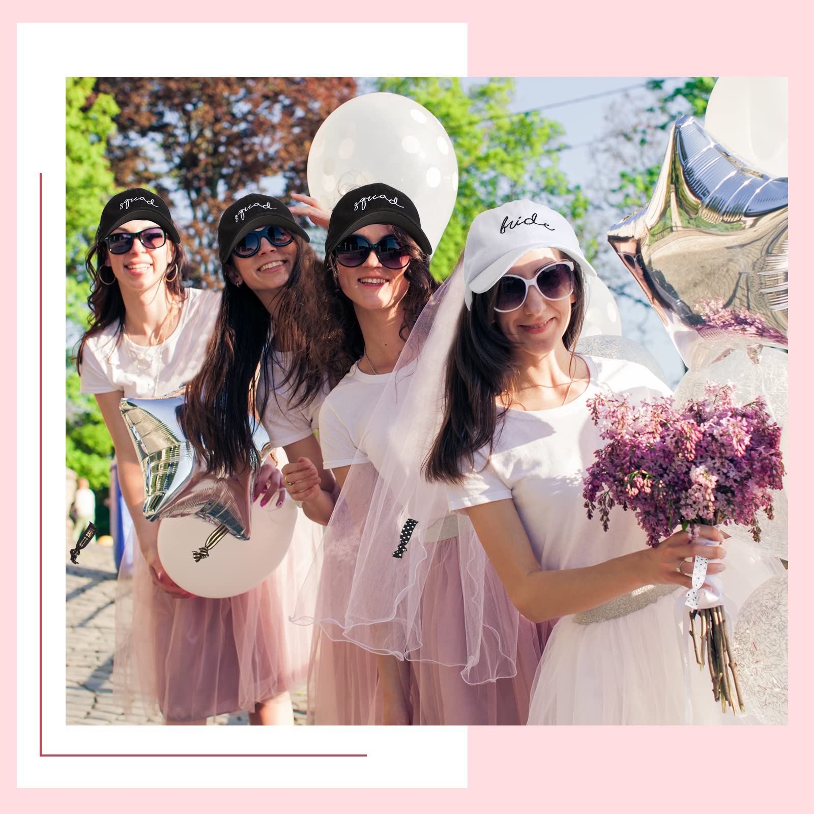 14 Pcs Bachelorette Party Hats & Heart Sunglasses Set - Bride Baseball Cap & Bridesmaid Accessories for Wedding Shower, Girls Night Out & Bachelorette Party Decorations