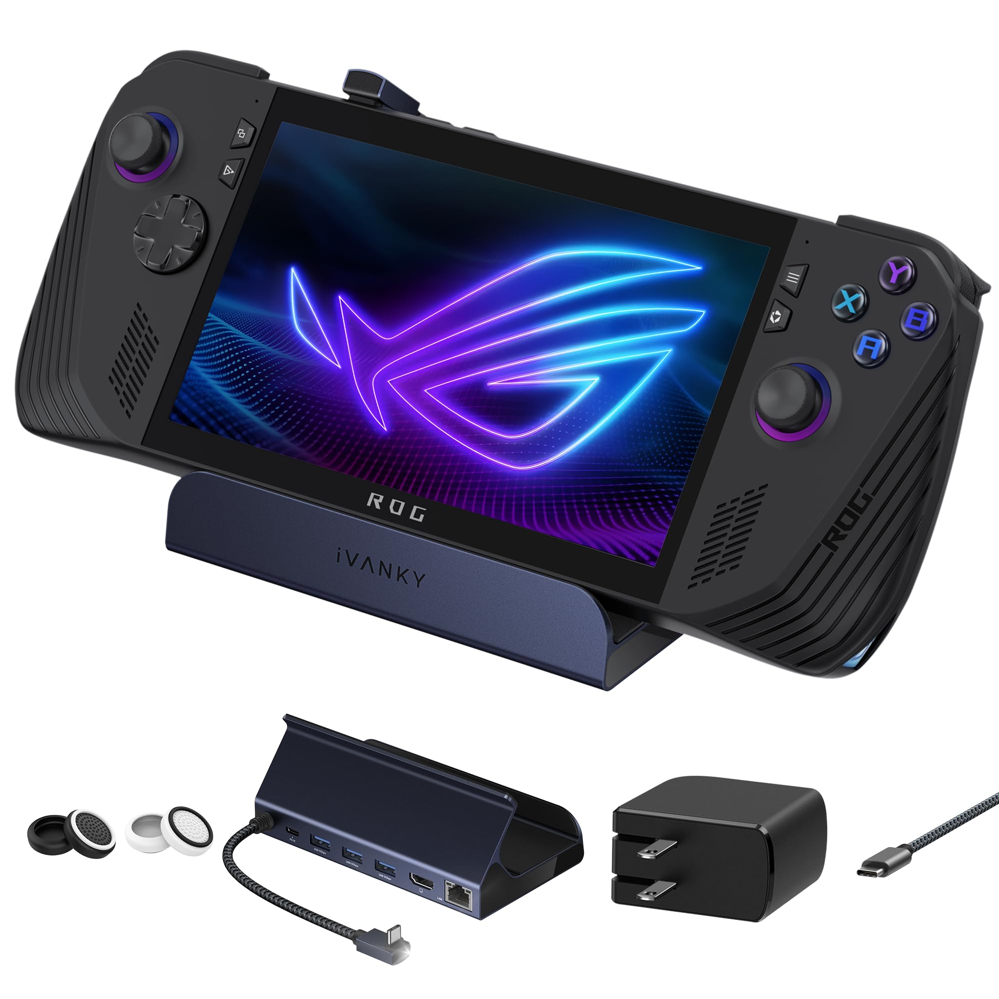 iVANKY 6-in-1 Docking Station for ROG Ally/Legion Go/Steam Deck - 65W PD Charger, HDMI 4K@120Hz, Gigabit Ethernet, USB-A 3.0, 100W USB-C Port - Perfect for Gaming, Work & Home Office Setup