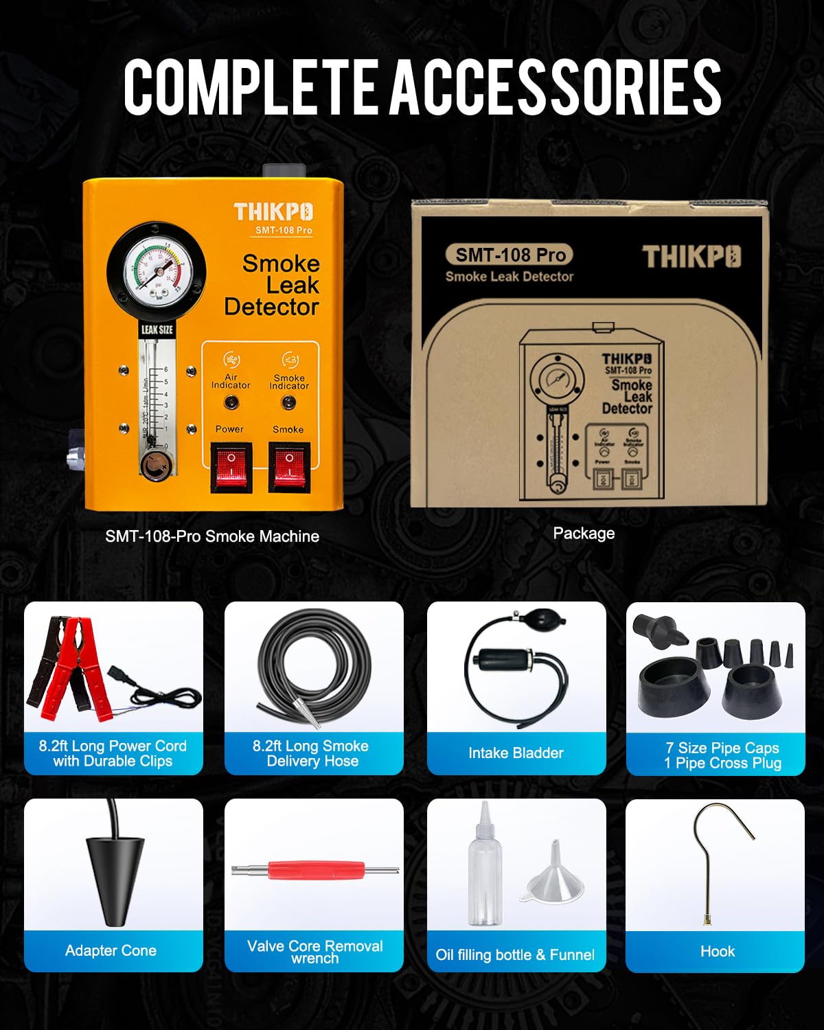 Professional Automotive Smoke Machine with Built-in Air Compressor - EVAP, Vacuum & Fuel System Leak Detector for Car Diagnostics & Repair | Ideal for Mechanics & DIY Auto Enthusiasts