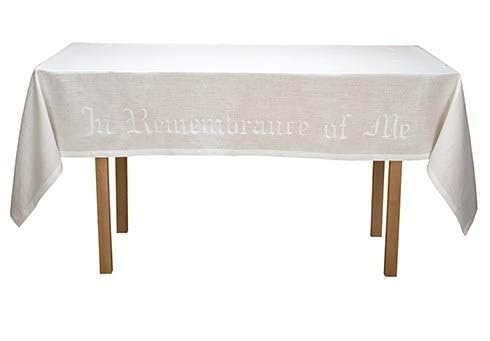 Altar Cloth - In Remembrance of Me - 65% Polyester 35% Cotton Blend - Perfect for Church Altar Decorations & Religious Ceremonies