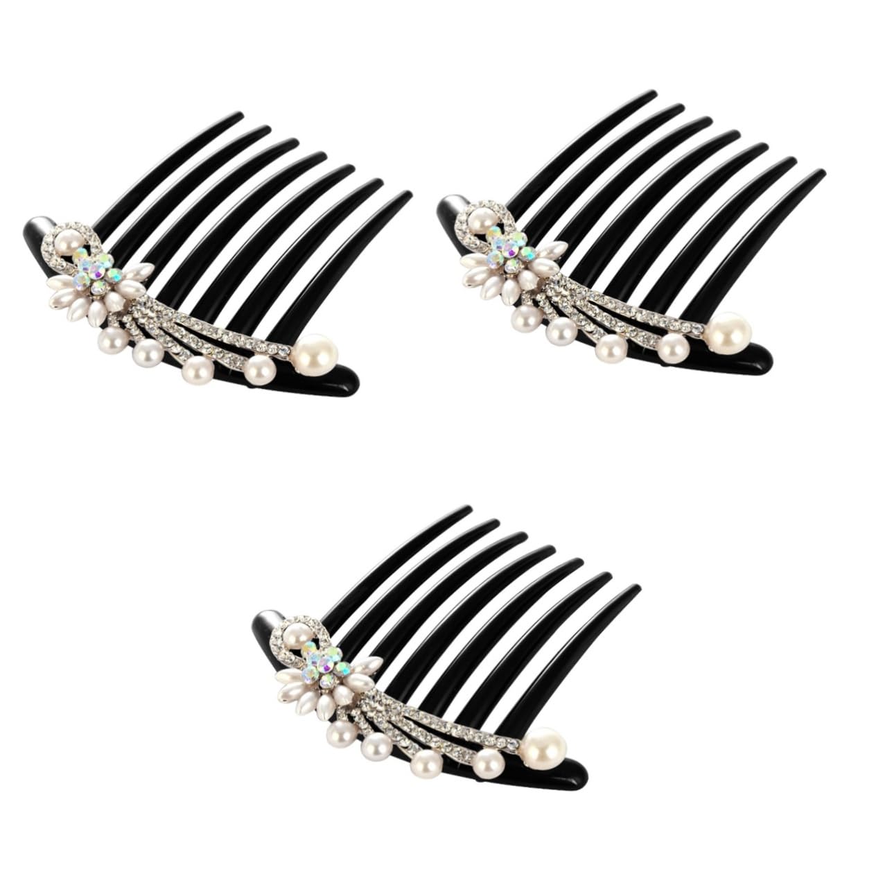 Abaodam 3-Piece Vintage Wedding Hair Comb Set - Bridal Headdress, Retro Side Combs for Women, Full Diamond Hair Accessories for Brides, Miss Hairpin | Perfect for Weddings, Proms, and Formal Events