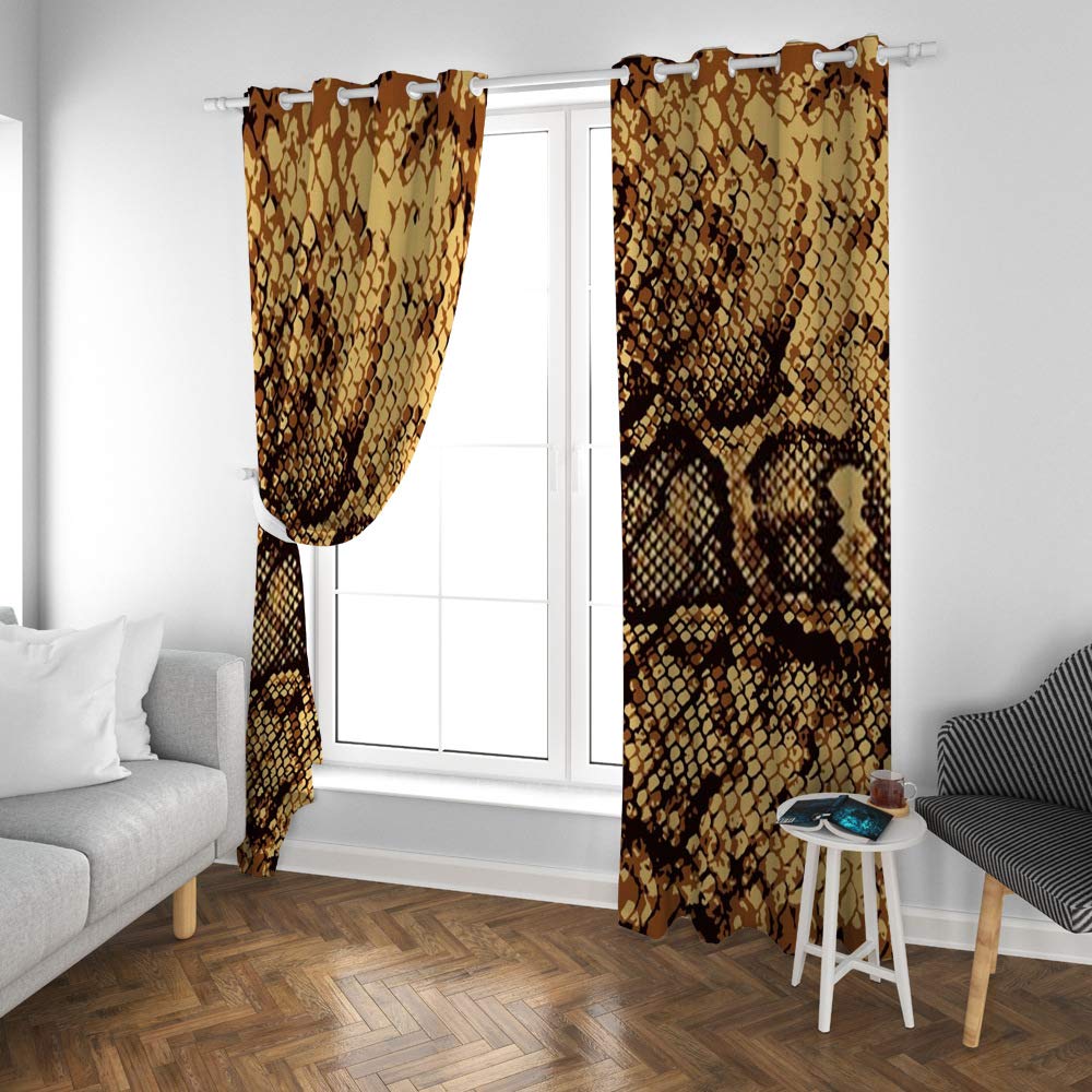 Kuizee Blackout Curtains 84×55 Inch - 2 Panels Set, Snake Skin Pattern Thermal Insulated Room Darkening Drapes for Living Room & Bedroom, Blocks 99% Sunlight & UV Rays - Perfect for Shift Workers, Home Theater, and Nursery Rooms