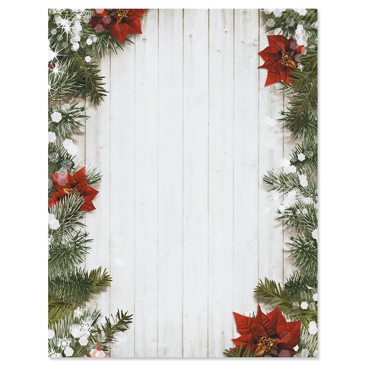 Festive Poinsettia & Pine Christmas Stationery Set - 25 Sheets Holiday Letter Paper, 8.5 x 11 Inch Printer Paper for Greeting Cards, DIY Crafts & Seasonal Decor - Current Brand Premium Quality