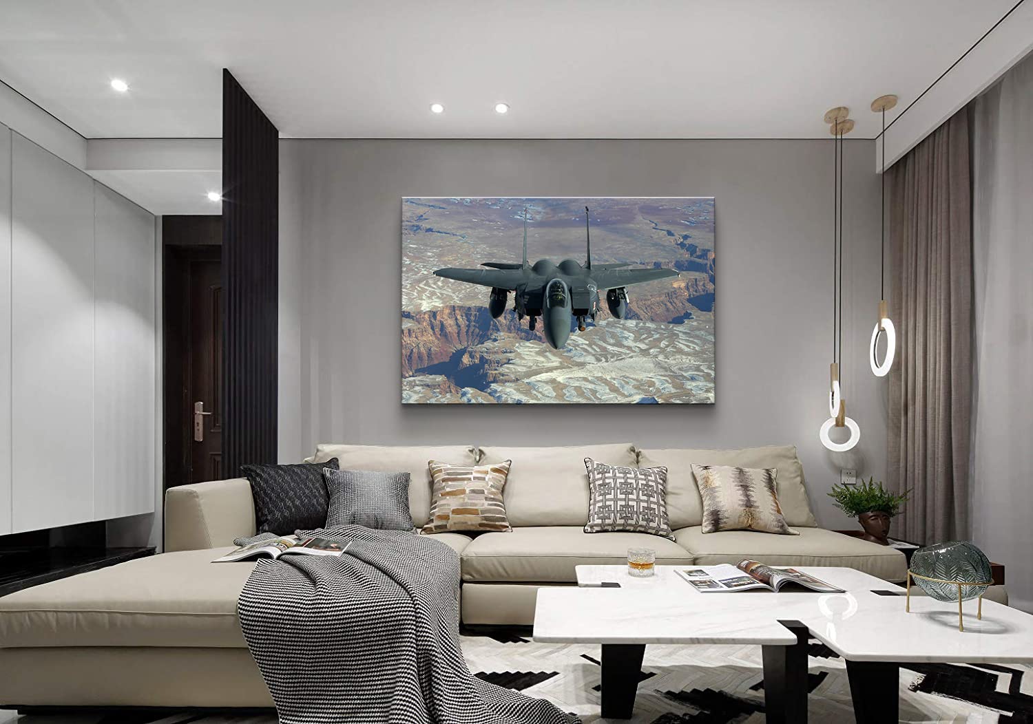 F-15 Fighter Jet Canvas Wall Art - Military Aviation Poster, Air Force Decor, Framed Aircraft Print for Home & Office (28