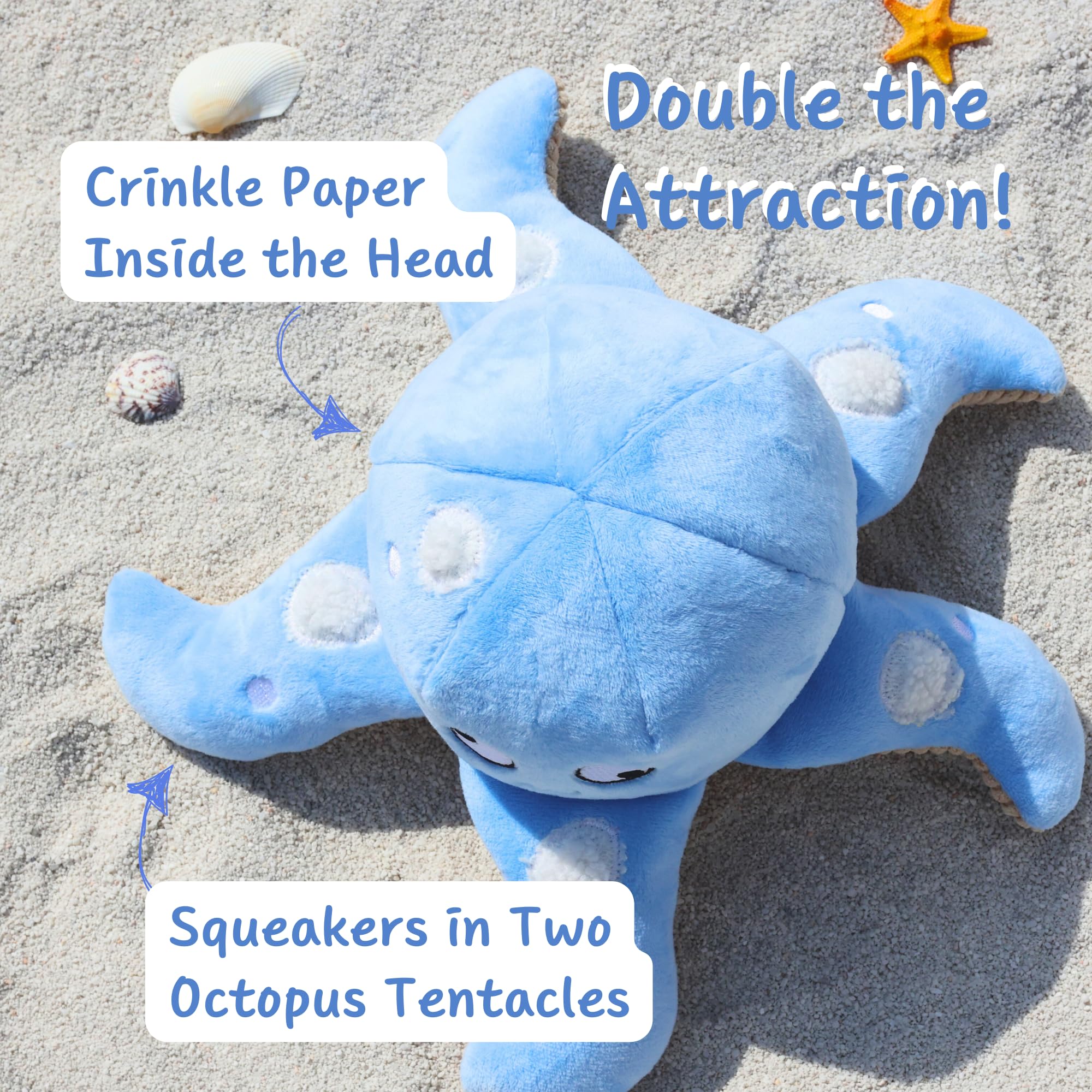 Interactive Squeaky Chew Puzzle Snuffle Dog Toy for Small, Medium & Large Dogs - Blue Octopus Design for Mental Stimulation & Playtime Fun