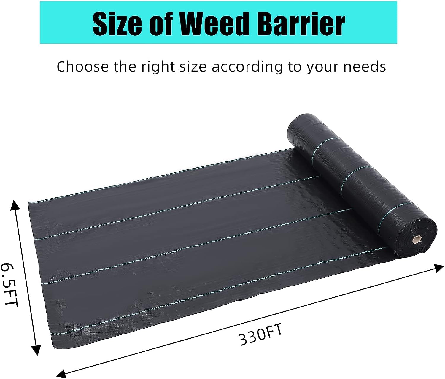 PioneerWorks 6.5ft x 330ft Heavy Duty Weed Barrier Landscape Fabric - Premium 3.2oz Ground Cover Weed Block Gardening Mat for Superior Weed Control | Easy Setup for Gardens, Lawns & Landscaping Projects
