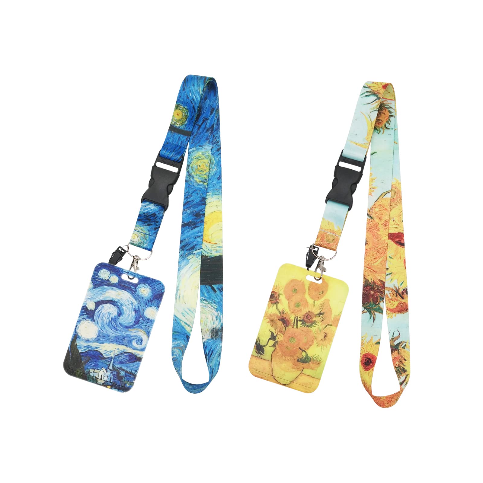 2 Pack Detachable Lanyard with ID Holder & Keychain - for Work, Events & Travel