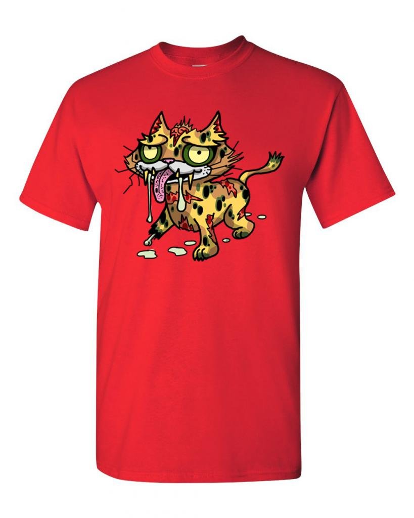 Zombie Cat Undead Animals Graphic T-Shirt for Adults - Funny Halloween Costume & Horror Movie Fan Apparel