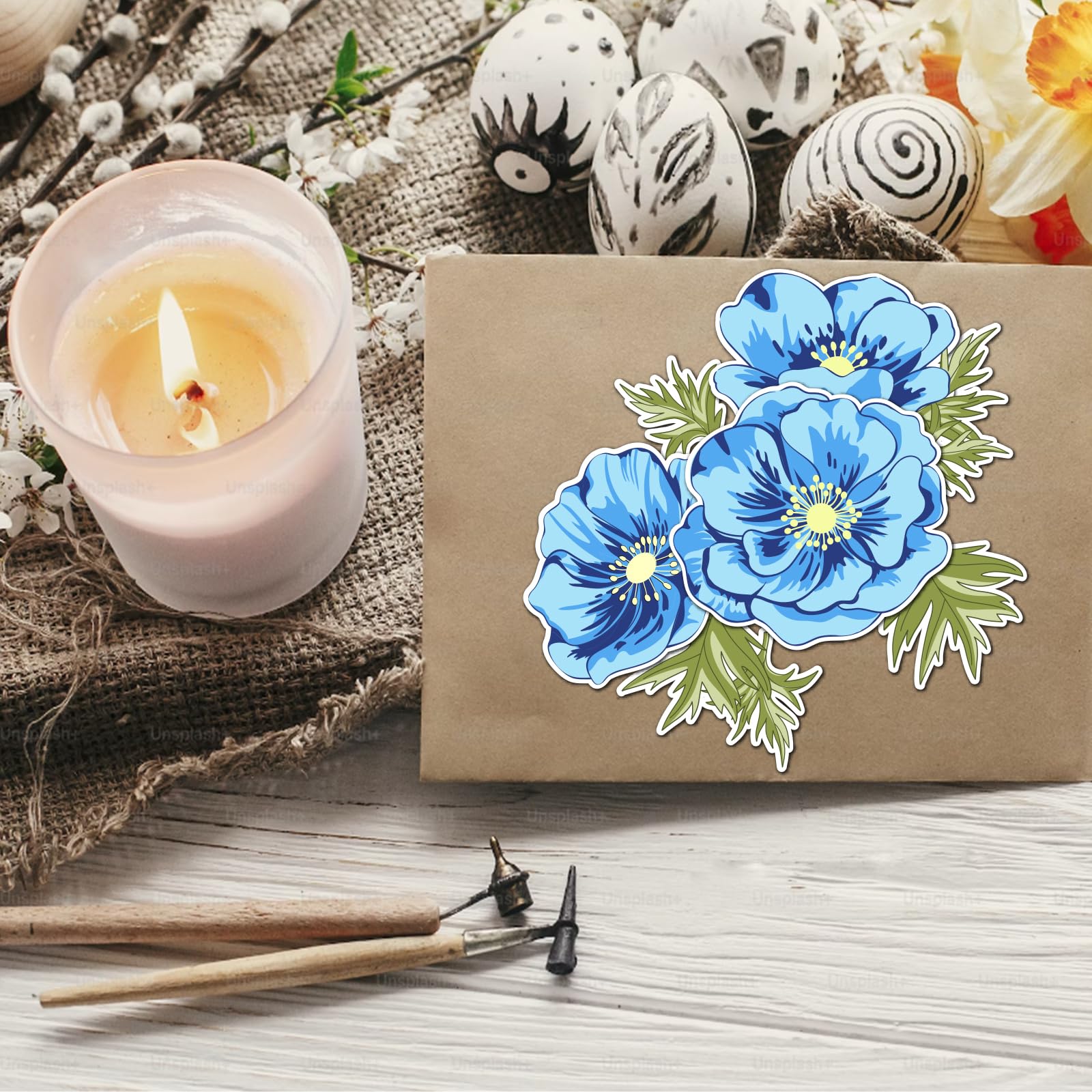 INFUNLY Anemone Clear Stamps and Dies Set - Floral Stamps for Scrapbooking, Card Making, DIY Crafts - Anemone Flower Painting Stencils with Layered Flowers and Leaves - Perfect for Home Decor, Wall Art, Journals