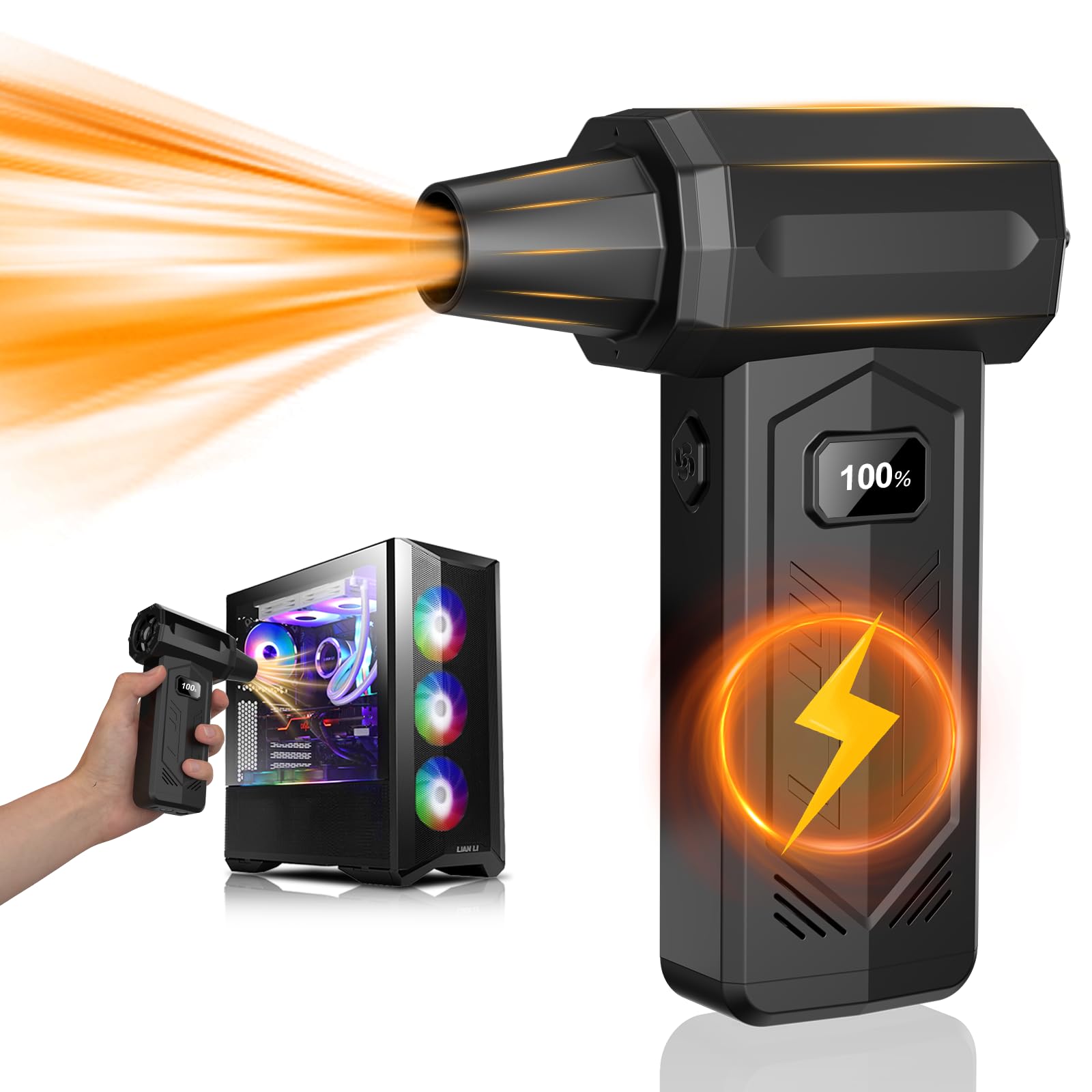 V8 Compressed Air Duster - 340,000 RPM Electric Air Blower with LED Display, 10000mAh Rechargeable Battery | Cordless Jet Dry Blower for Computer Cleaning, Keyboard Dusting, Car Detailing & Electronics Maintenance | Alternative to Canned Air