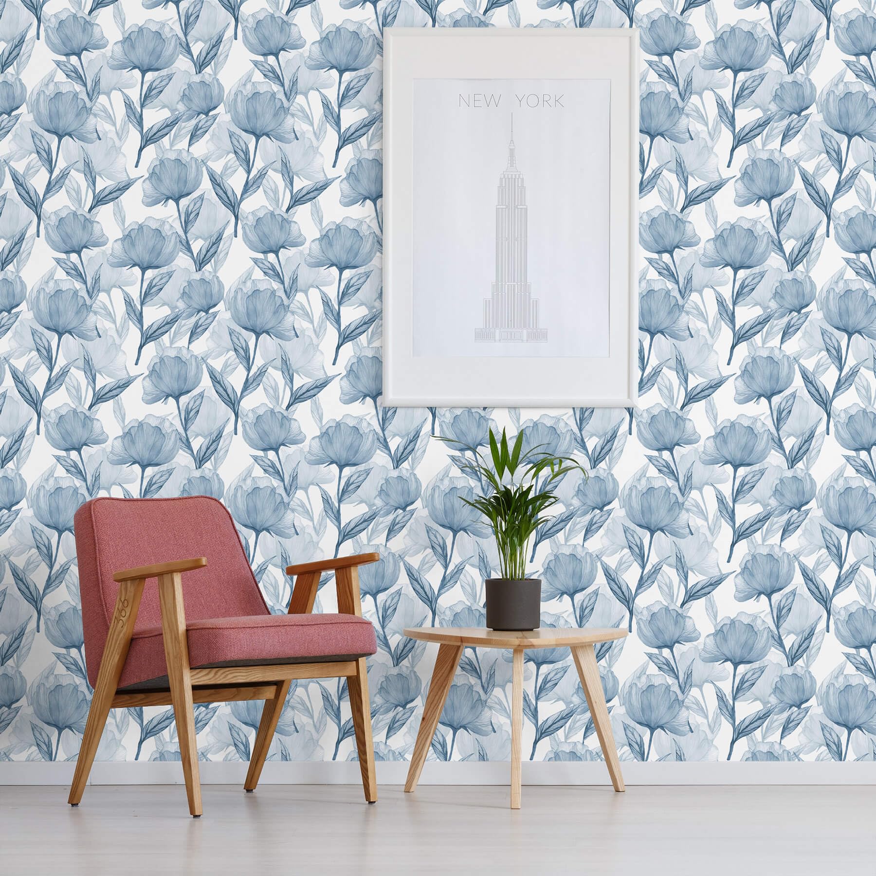Heroad Boho Floral Peel and Stick Wallpaper - Blue and White Flower Contact Paper for Cabinets, Drawers & Walls - Waterproof Removable Self-Adhesive Decorative Paper (16.1