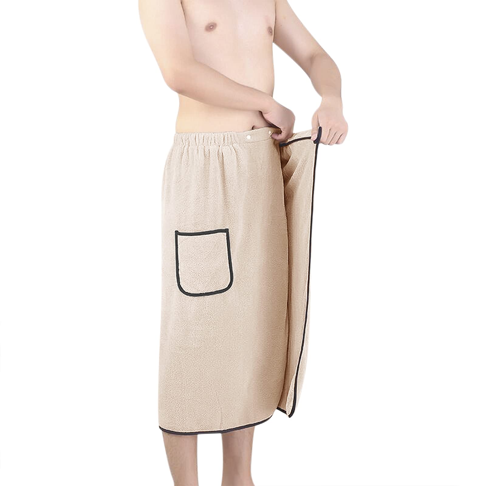 Premium GRE Men's Bath Wrap Towel - Ultra Soft Water Absorbent Microfiber Spa Robe with Adjustable Snap Closure | Quick-Drying Shower Cover Up for Gym, Pool & Beach