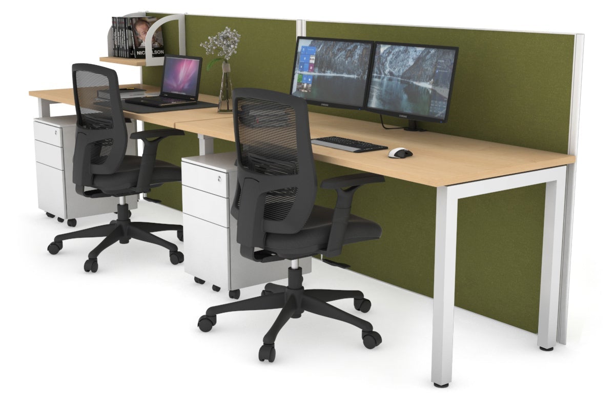Horizon Quadro 2-Person Office Workstation with Square Legs - 1600L x 700W Dimensions - Perfect for Shared Workspaces & Collaborative Office Environments