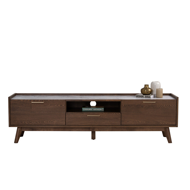 BREDA 180cm Walnut Entertainment TV Stand - Modern TV Console for Living Room, Bedroom & Home Theater