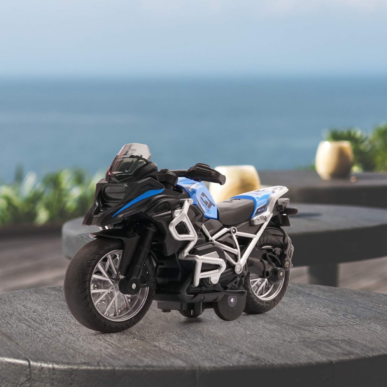 Pull Back Diecast Motorcycle Toy with Sound & Light - Realistic Ride-On Toy for Boys Ages 3-9 | Blue Motorcycle Model for Kids' Pretend Play & Racing Games