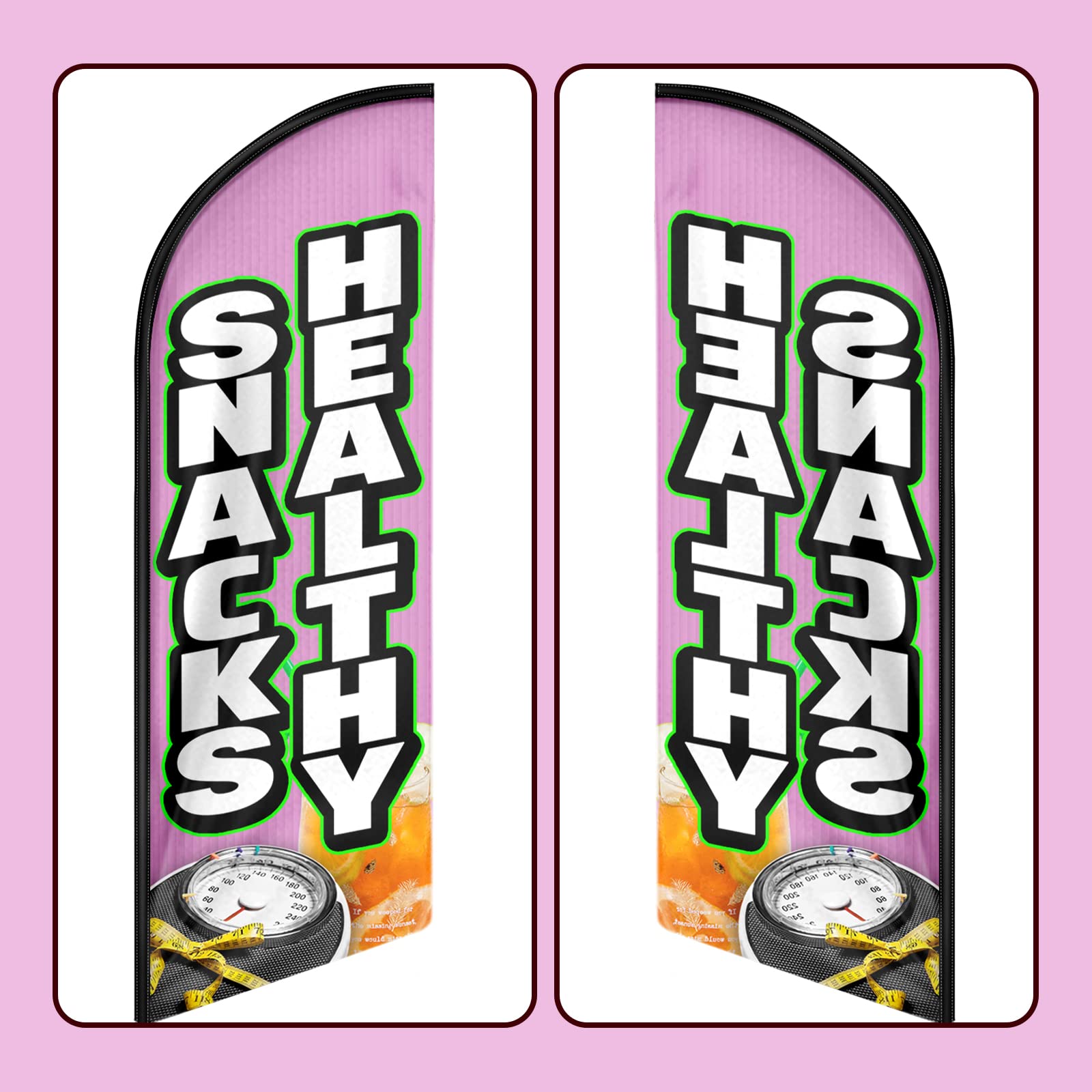 8FT Healthy Snacks Themed Feather Flag - Vibrant Polyester Advertising Swooper Flag for Business Promotion, Fade Resistant & Weatherproof (Flagpole Not Included) - Perfect for Grocery Stores, Health Food Shops, and Outdoor Events