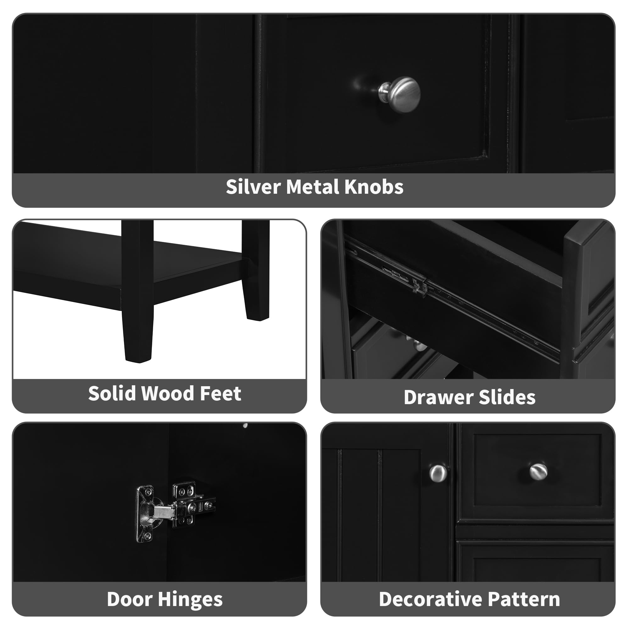 Harper & Bright Designs 36 Inch Bathroom Vanity with Sink - Freestanding Single Basin Vanity Set with Cabinet & 3 Drawers - Wood Bathroom Cabinet with Ceramic Sink - Black - Perfect for Small Bathrooms, Powder Rooms & Master Baths