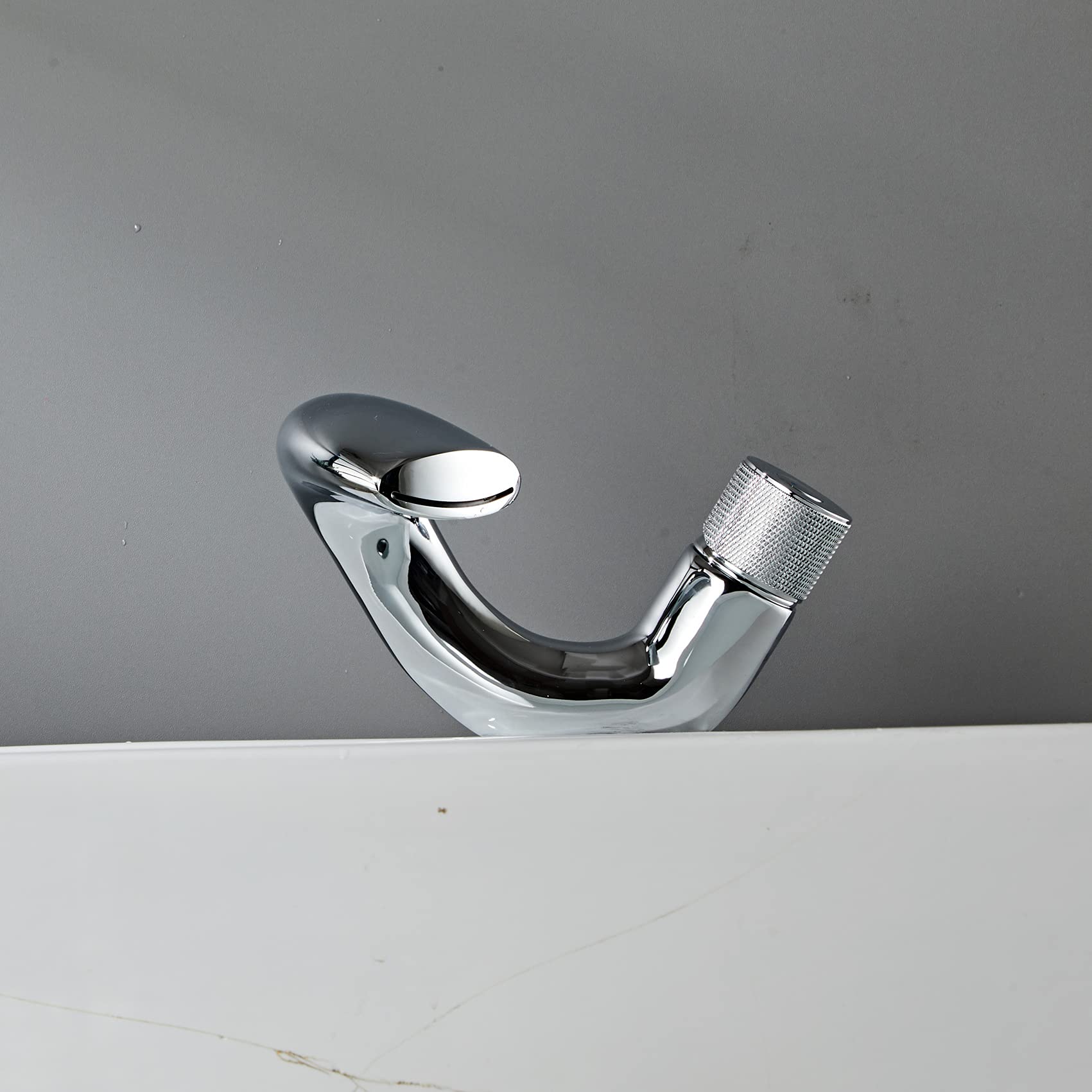 Wovier Waterfall Chrome Bathroom Sink Faucet with Supply Hose - Single Handle Single Hole Lavatory Faucet, Slanted Body Basin Mixer Tap for Commercial & Home Use - Perfect for Restaurants, Hotels, and Modern Bathrooms