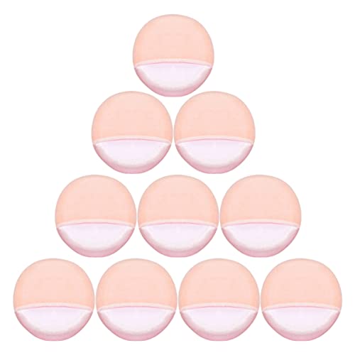 FRCOLOR 10pcs Velour Powder Puffs - Soft Makeup Sponge Pads for Loose & Pressed Powder Application - Perfect for Face Makeup, Touch-Ups and Travel