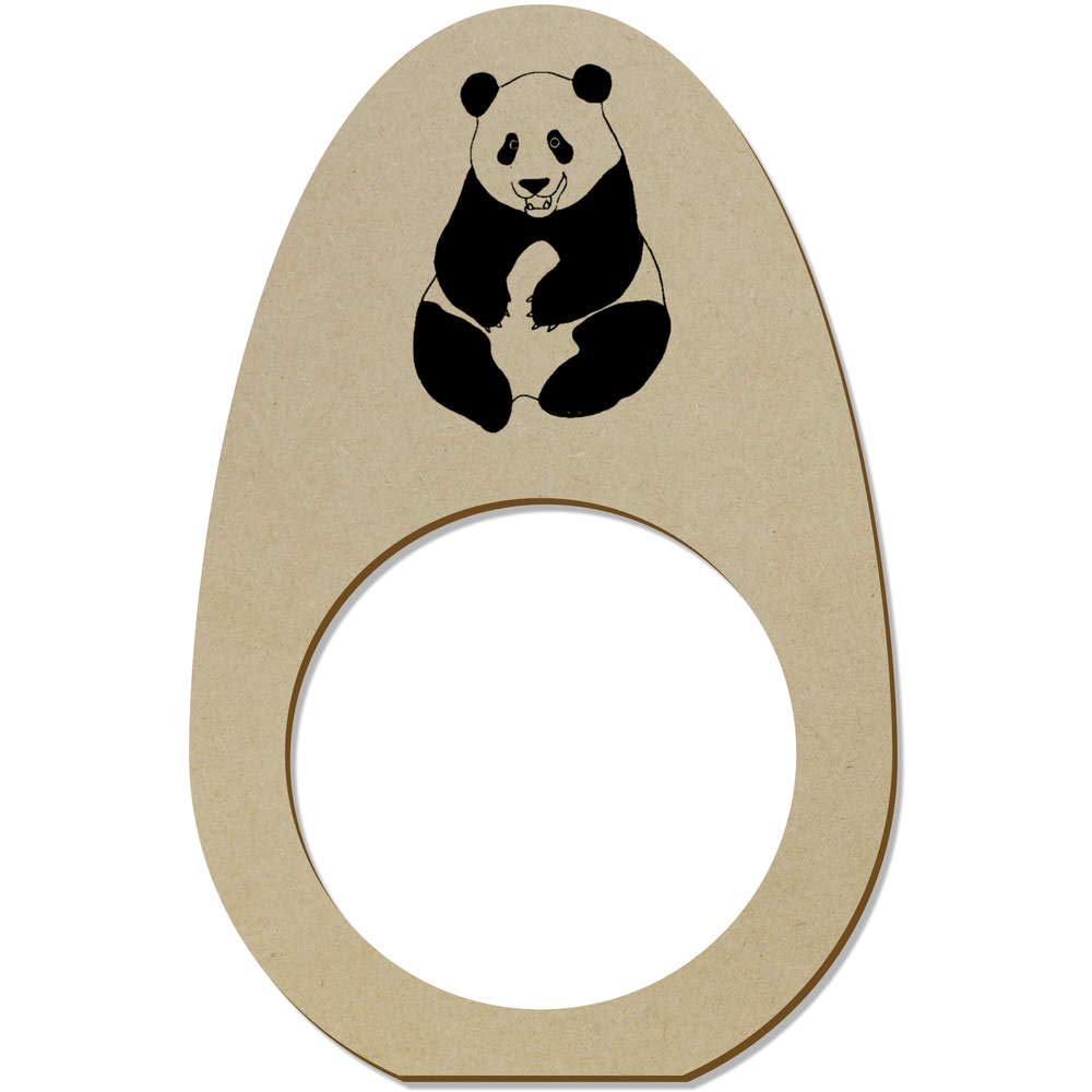 5-Pack Happy Panda Wooden Napkin Rings - Elegant Tableware for Weddings, Parties & Holiday Dining (NR00038508) - Perfect for Home Decor and Gift Giving