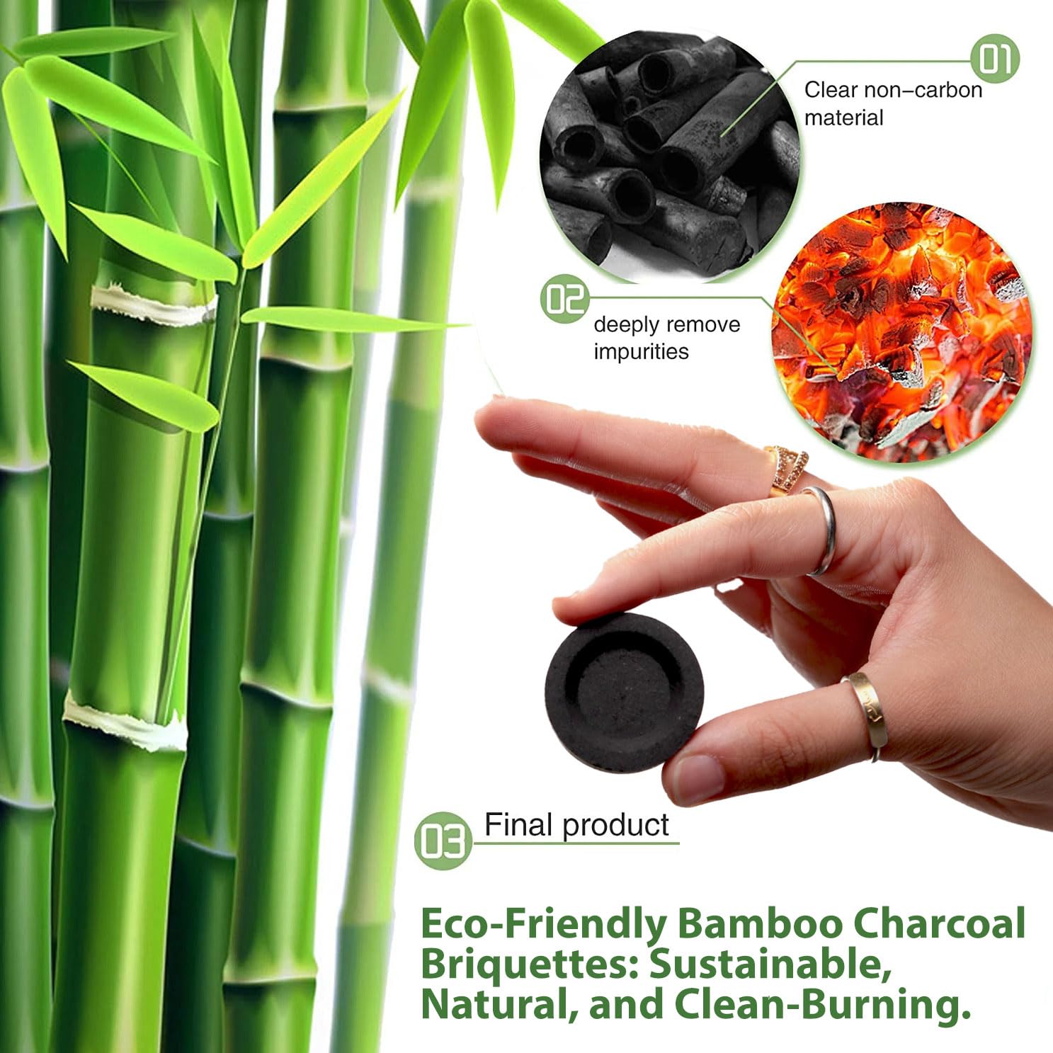 Quick Light Bakhoor Charcoal Briquettes - Bamboo Charcoal Discs for Incense, Frankincense & Resin Burners (10-Pack) | Perfect for Aromatherapy, Meditation & Home Fragrance