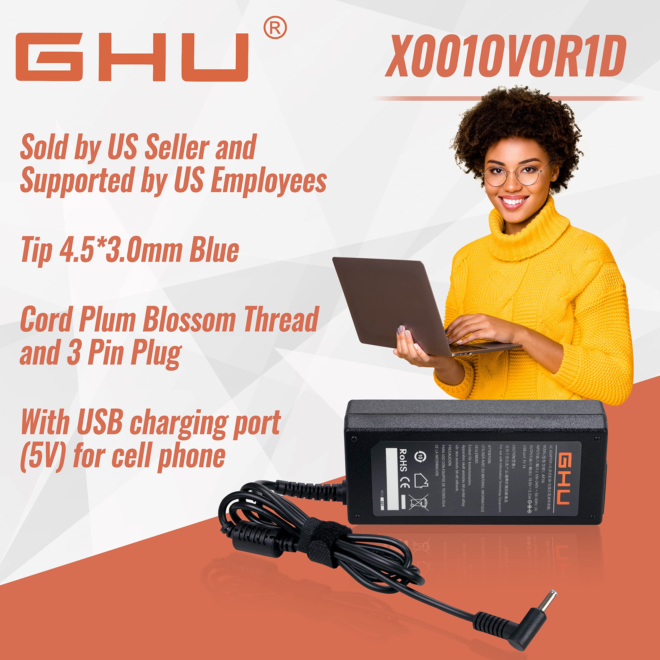 65W x360 Laptop Charger for HP Spectre x360, Pavilion x360, Chromebook x360 - UL Certified (Compatible with HP 45W & 741727-001 Models) - Perfect for Home, Office & Travel Charging