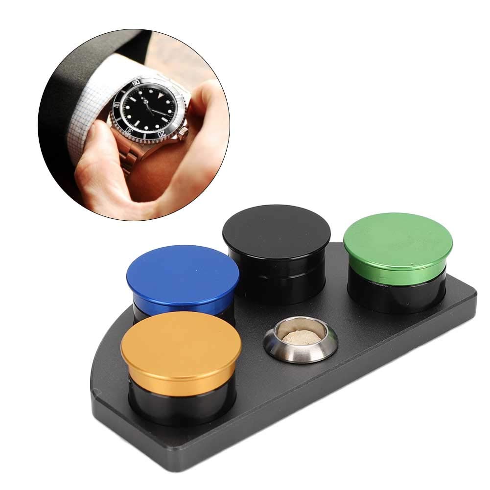 BTIHCEUOT Professional Watch Oil & Grease Cup Holders Set - 4 Dish Watch Oiler Dip Tool with Repair Kit for Watchmakers | Perfect for Watch Repair, Maintenance & Lubrication in Jewelry Workshops & Home DIY