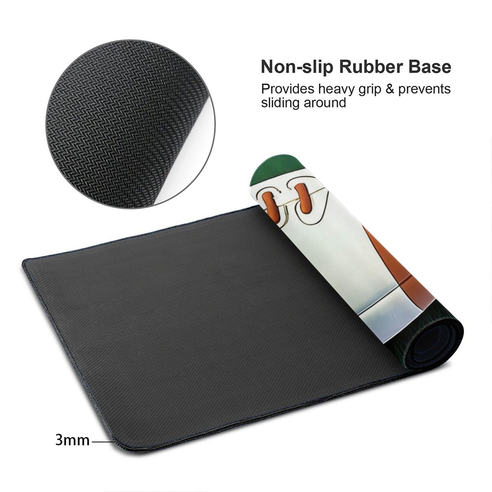 White Rugby Ball Large Gaming Mouse Pad - Soft Super Thick Non-Slip Rubber Base, Oversized Water-Resistant Keyboard Mat for PC, Laptop, Office & Esports - Perfect for Gaming, Work & Home Desk Setup