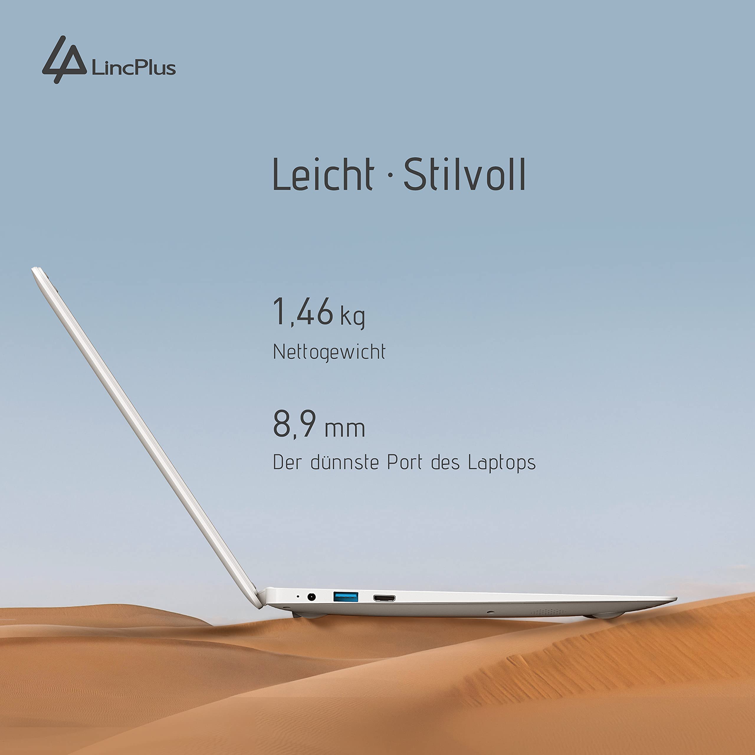 LincPlus P3 14-Inch Full HD Laptop - Intel Celeron N3350 Processor, 4GB RAM, 64GB Storage, Windows 10 in S Mode, White Ultrabook | Perfect for Students, Remote Work & Travel Computing