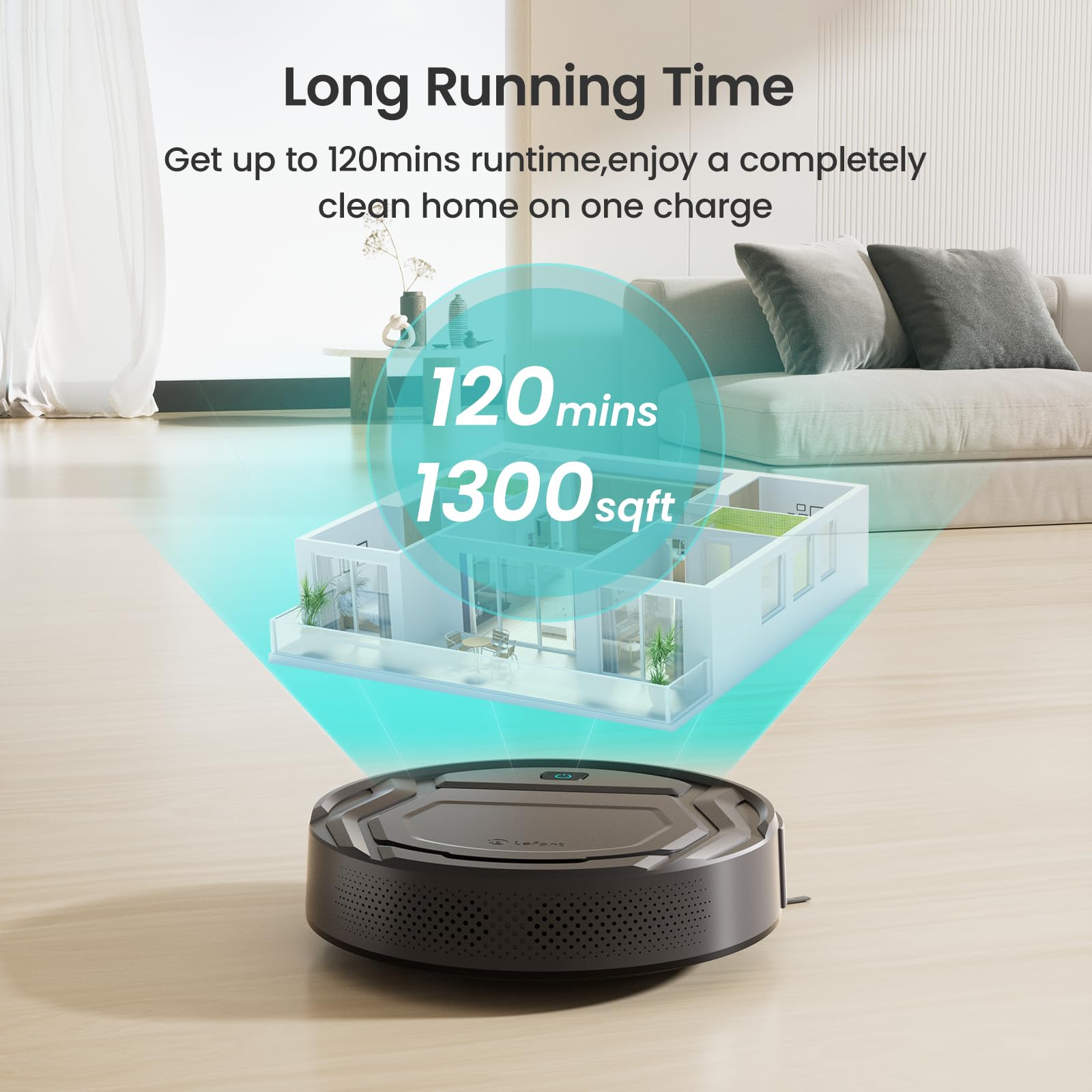 Lefant M210Pro Robot Vacuum Cleaner with Strong Suction, 120 Min Runtime, Wi-Fi & Alexa Compatible, Self-Charging - Ideal for Pet Hair, Hard Floors & Home Cleaning - Perfect for Daily Maintenance & Busy Households