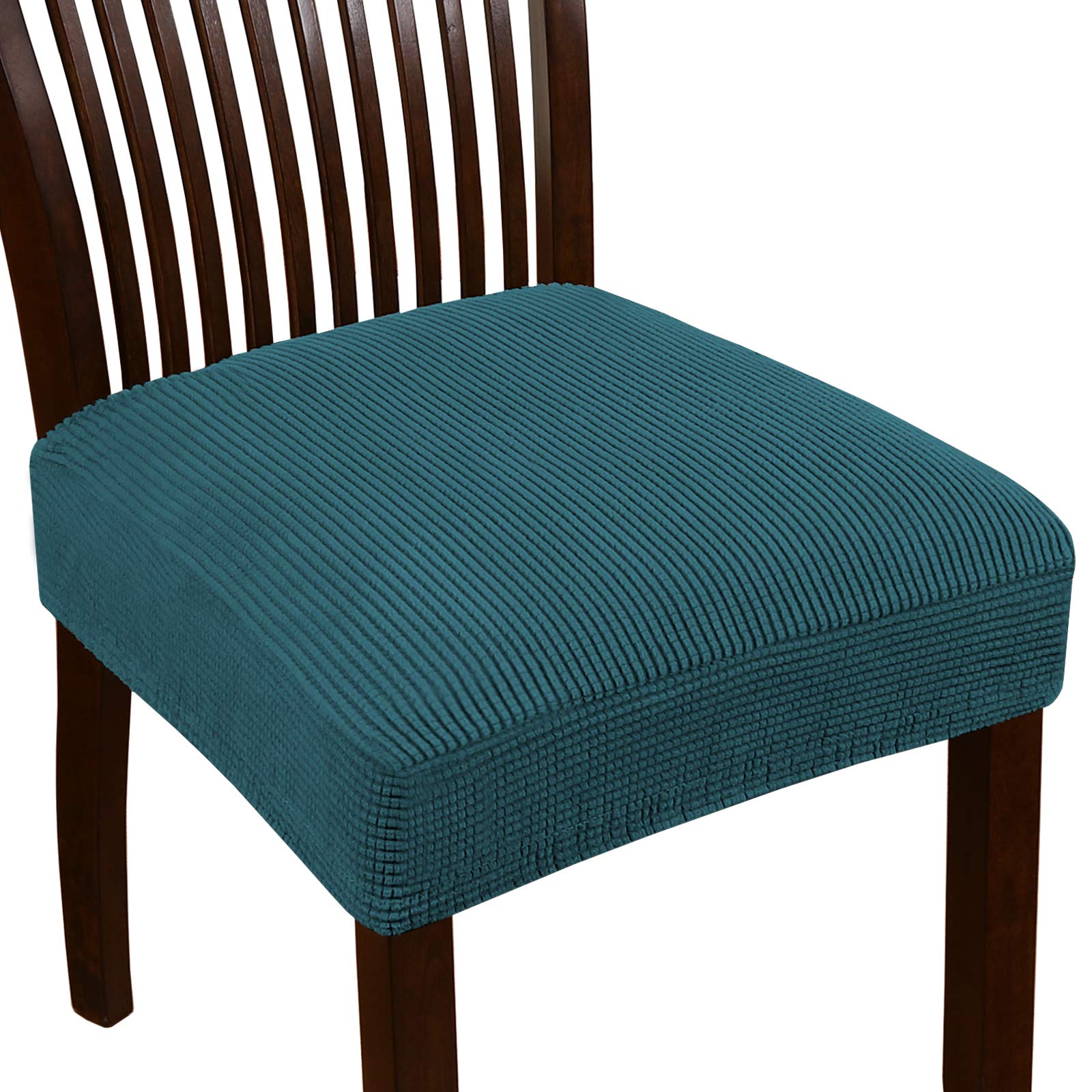 6-Pack Turquoise Stretch Dining Chair Covers - Washable & Removable Seat Slipcovers for Kitchen Chairs - Deep Teal Fabric Protector - Perfect for Dining Rooms, Restaurants, and Home Decor