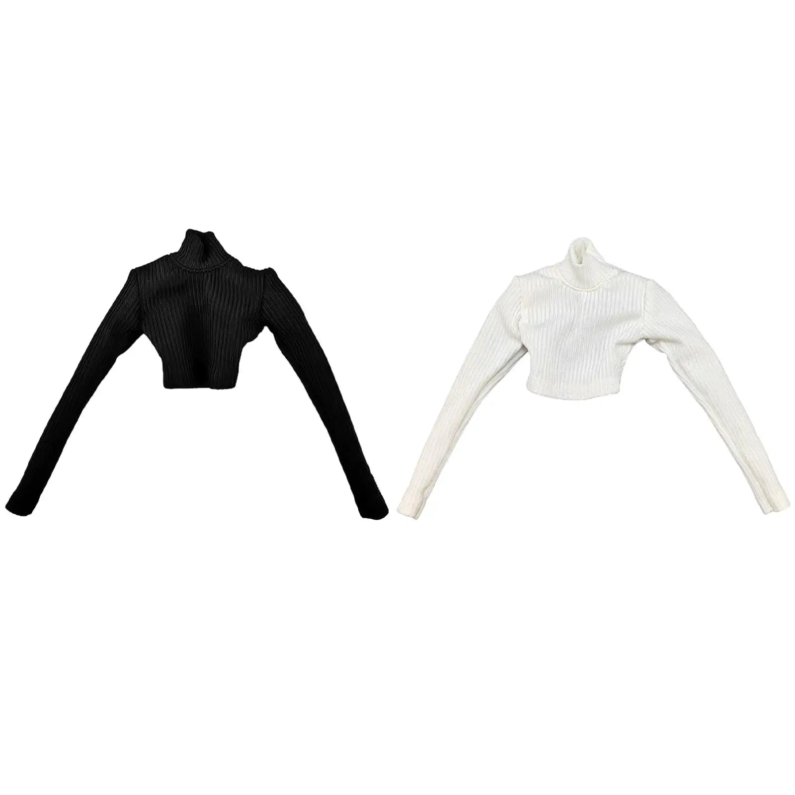 1:6 Scale Women's Crop Tops Turtleneck Thin Sweater Outfit for 12