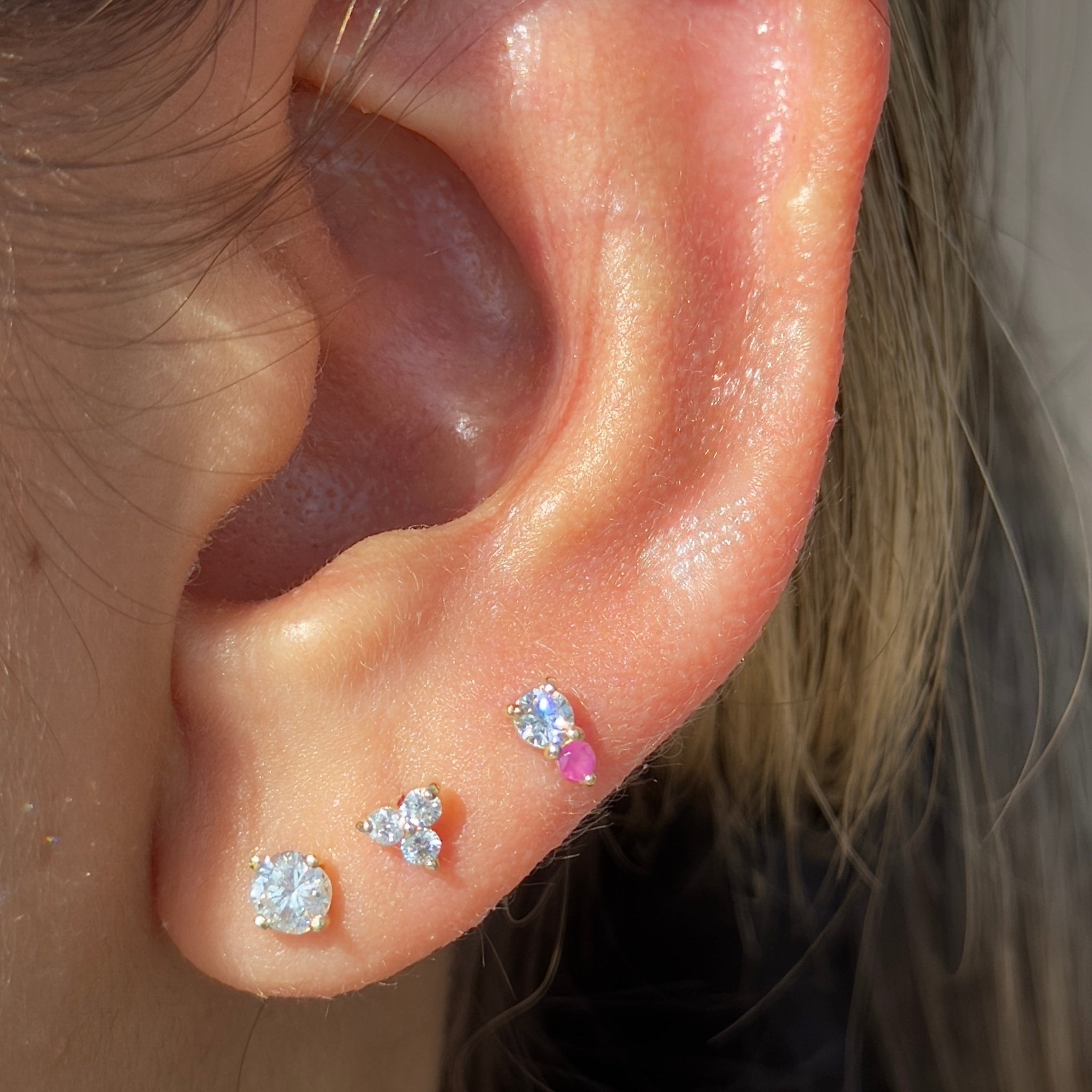 14K Yellow Gold Diamond and Ruby Flat Back Stud Earrings for Women - Perfect for Weddings, Parties & Everyday Elegance