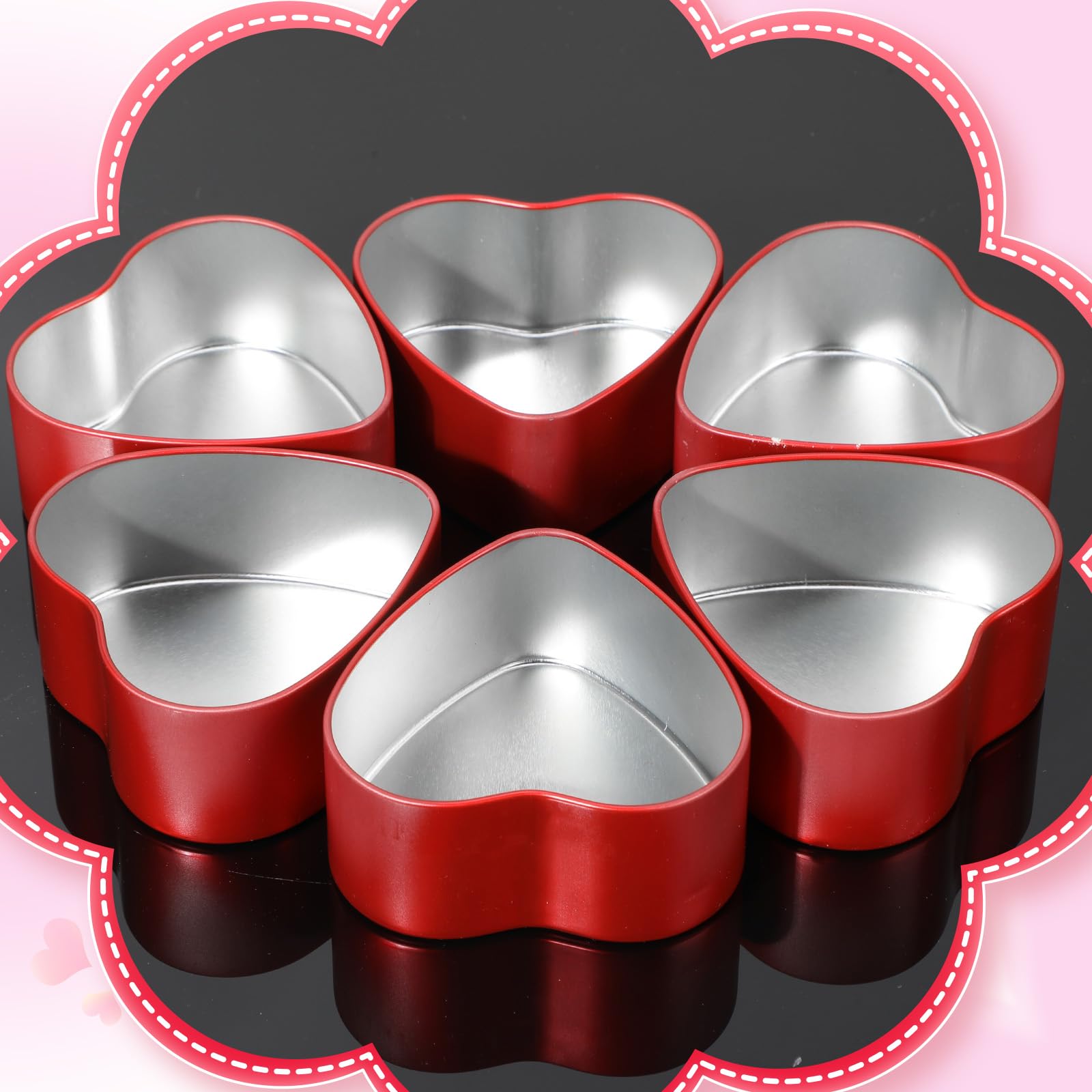 24 Pcs 6.5 oz Heart Shaped Metal Tins with Clear Window Lids - Valentine's Day Empty Candle Containers, DIY Candle Making Kits, Candy Storage Boxes, Gift Packaging for Jewelry & Small Treasures (Red) - Perfect for Romantic Gifts, Wedding Favors, Holiday Crafts & Home Decor