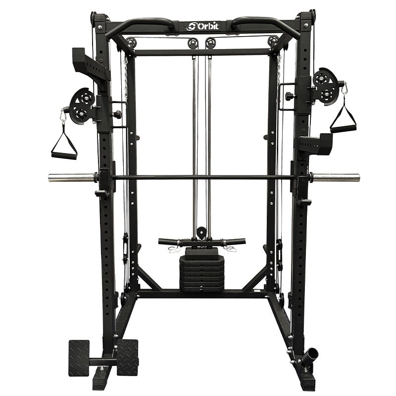 Orbit 3-in-1 Power Rack with 85LB Weight Stack & Adjustable Bench - Home Gym Equipment for Strength Training & Full-Body Workouts