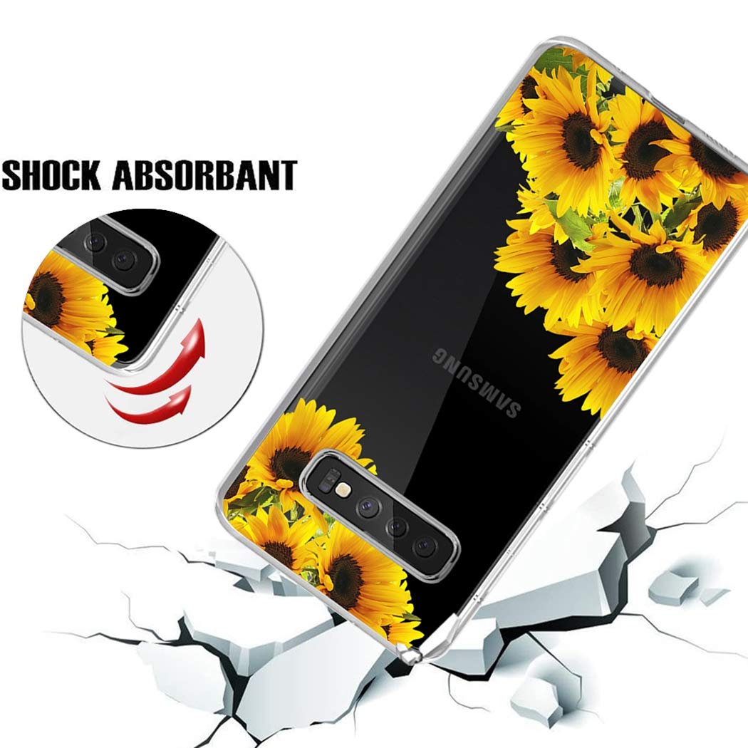 **Cute Clear Slim Shockproof Sunflower TPU Case for Samsung Galaxy S10 Plus - Protective Phone Cover for Girls, Durable & Stylish for Everyday Use**
