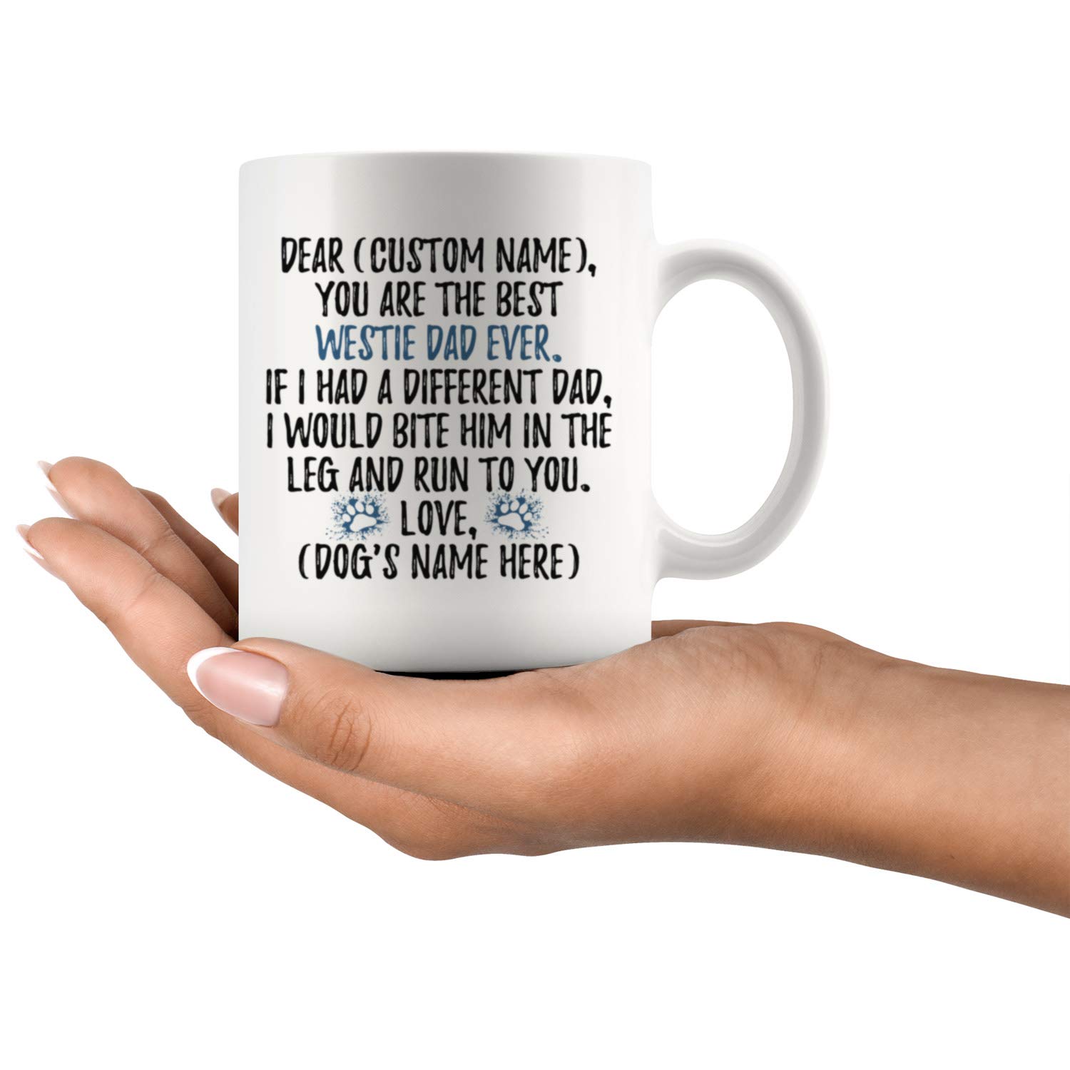 Personalized West Highland Terrier Dog Dad Coffee Mug - 11oz Ceramic Westie Dog Owner Gift for Women & Men - Perfect for Dog Lovers, Father's Day, Birthday & Office Use