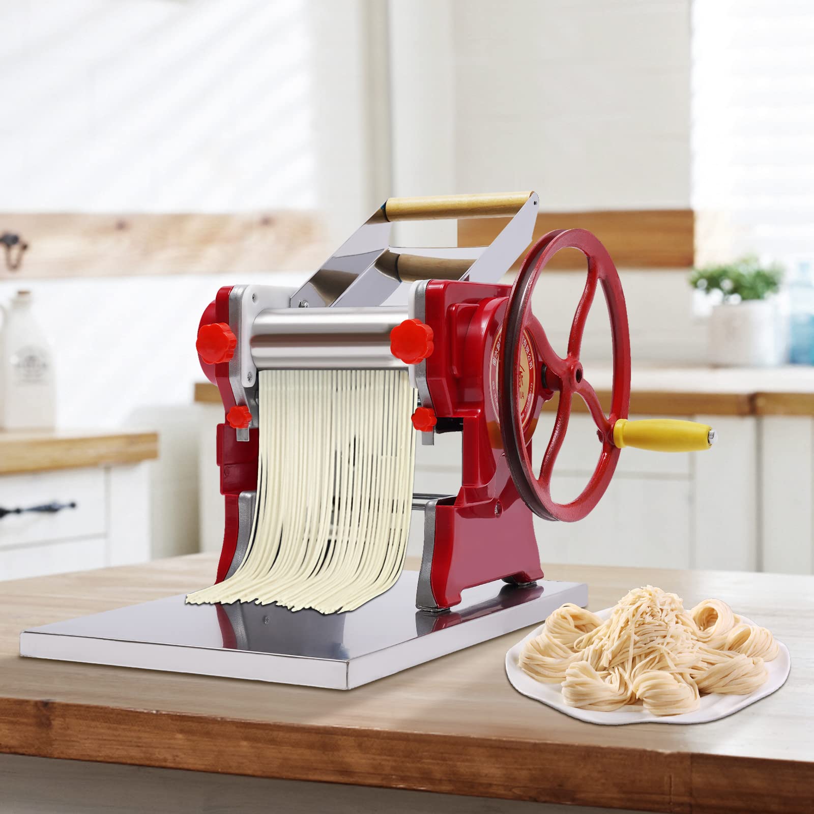 DNYSYSJ Manual Pasta Maker Machine - Hand Crank Noodle Roller for Homemade Spaghetti, Fettuccine, Lasagna & Dumpling Wraps - Stainless Steel Multi-functional Pasta Press - Perfect for Italian Cuisine, Asian Noodles & Family Cooking