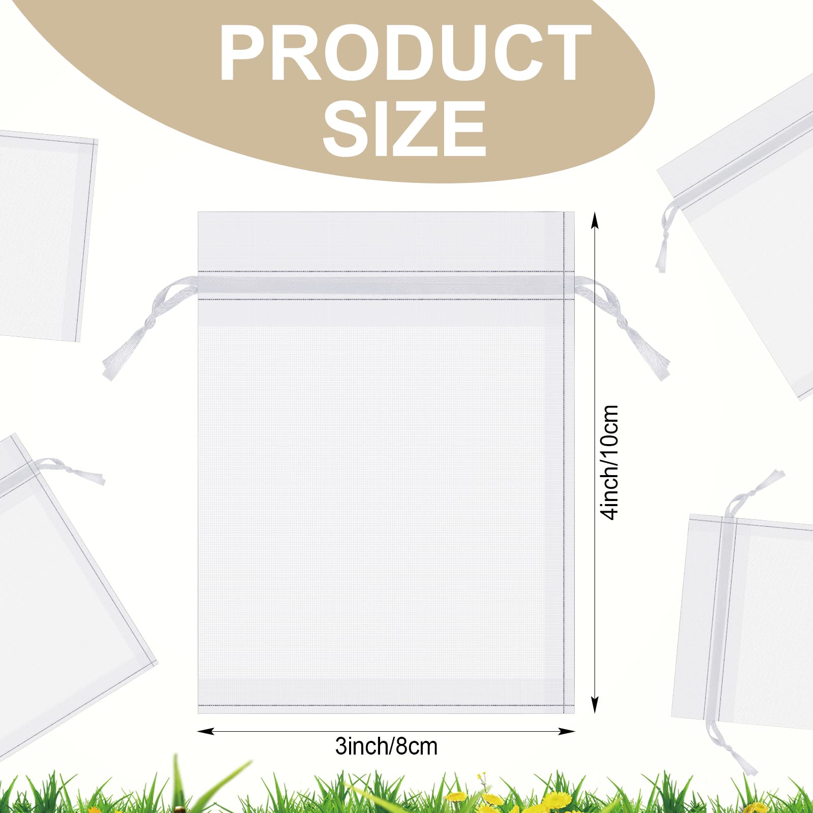 1000 Pcs White Organza Bags 3x4 Inches - Jewelry Gift Bags, Wedding Favor Bags, Drawstring Mesh Pouches for Candy, Bracelets, Party Favors & Small Gifts - Perfect for Bridal Showers, Baby Showers and Birthday Parties