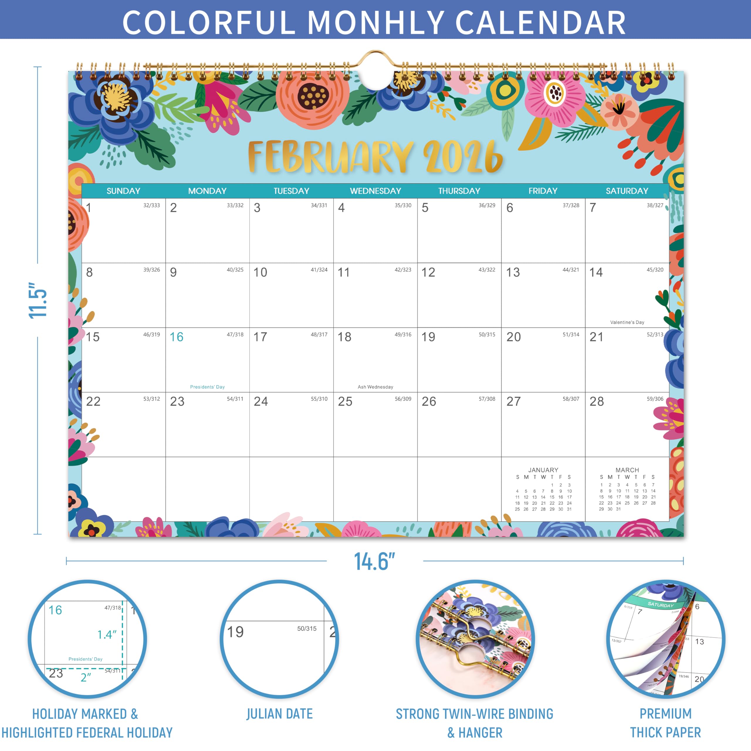2025-2026 Monthly Wall Calendar - 18 Months (July 2025 to December 2026), 15