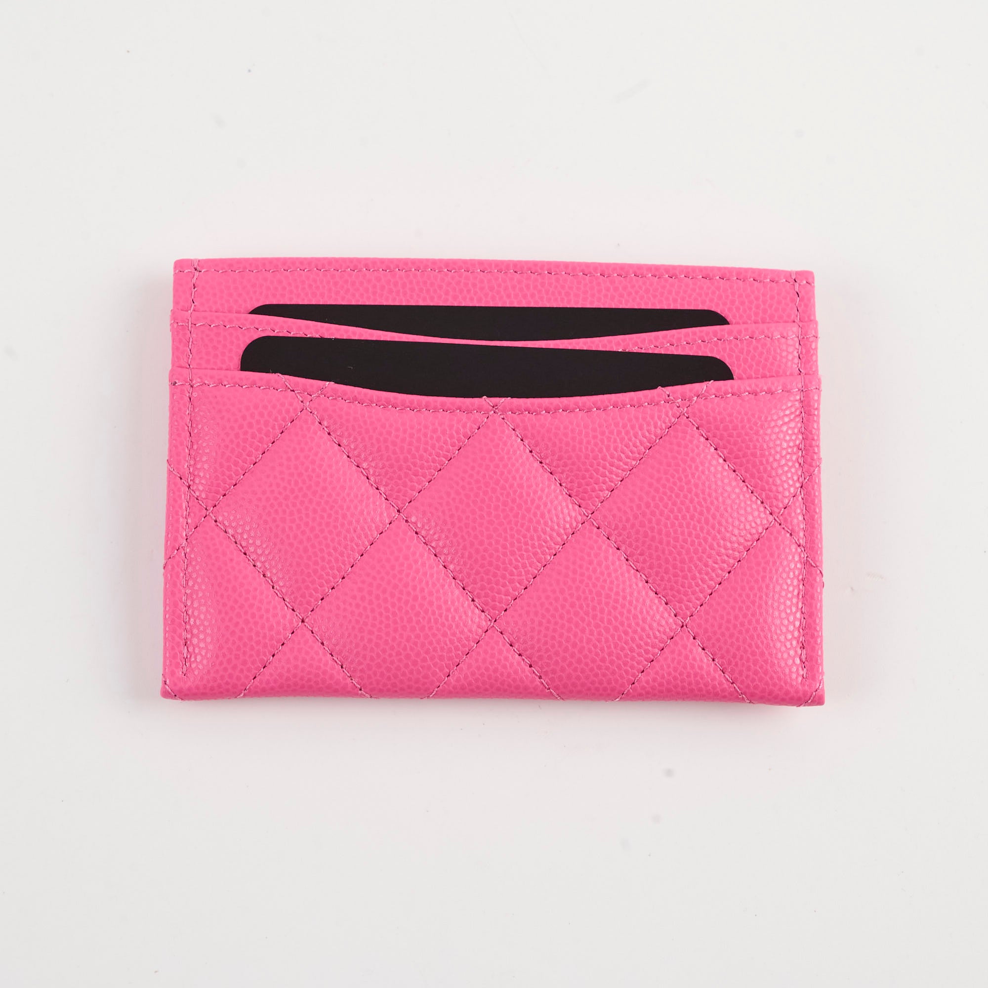 Chanel Quilted Lambskin Card Holder in Hot Pink - Luxury Compact Wallet for Credit Cards & ID - Perfect for Everyday Use & Travel