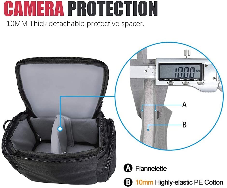 Cwatcun Waterproof Small Black Camera Bag - Compact Sling Crossbody Shoulder Bag for Canon Nikon Sony DSLR Mirrorless Cameras & Lenses - Perfect for Travel, Hiking & Photography Enthusiasts