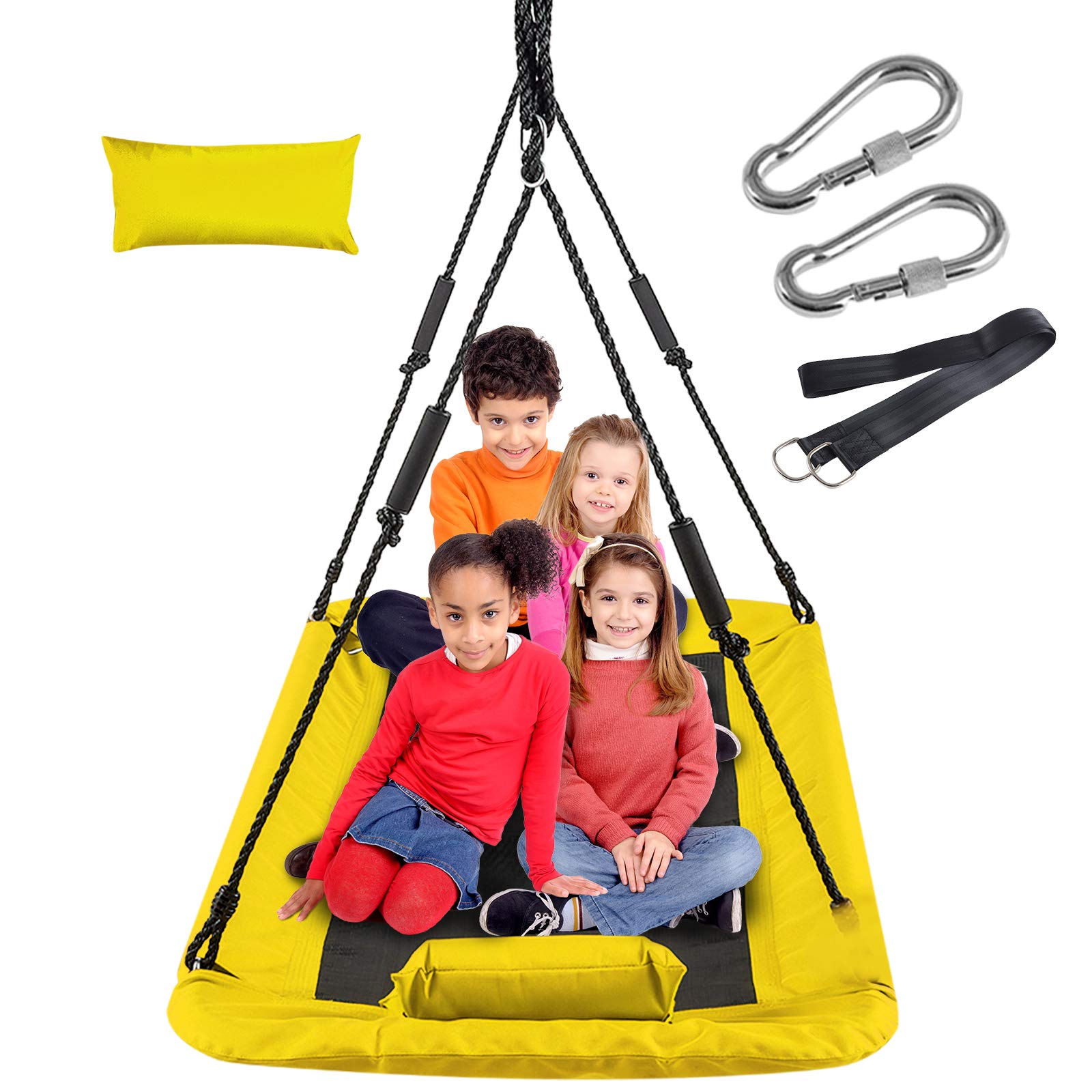 Outdoor Tree Swing for Kids & Adults - 59 Inch Flying Swing with 2 Hanging Straps, 700lb Capacity, Adjustable Ropes - Easy Setup Backyard Swing Set (Yellow) - Perfect for Family Fun, Playgrounds, and Outdoor Adventures