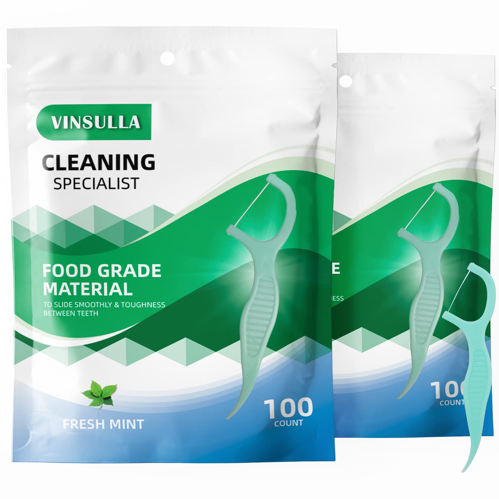Extra Strong Dental Floss Picks with Fresh Mint Flavor - 100 Count (Pack of 2) | Professional Teeth Cleaning Tools for Travel, Office & Home Use