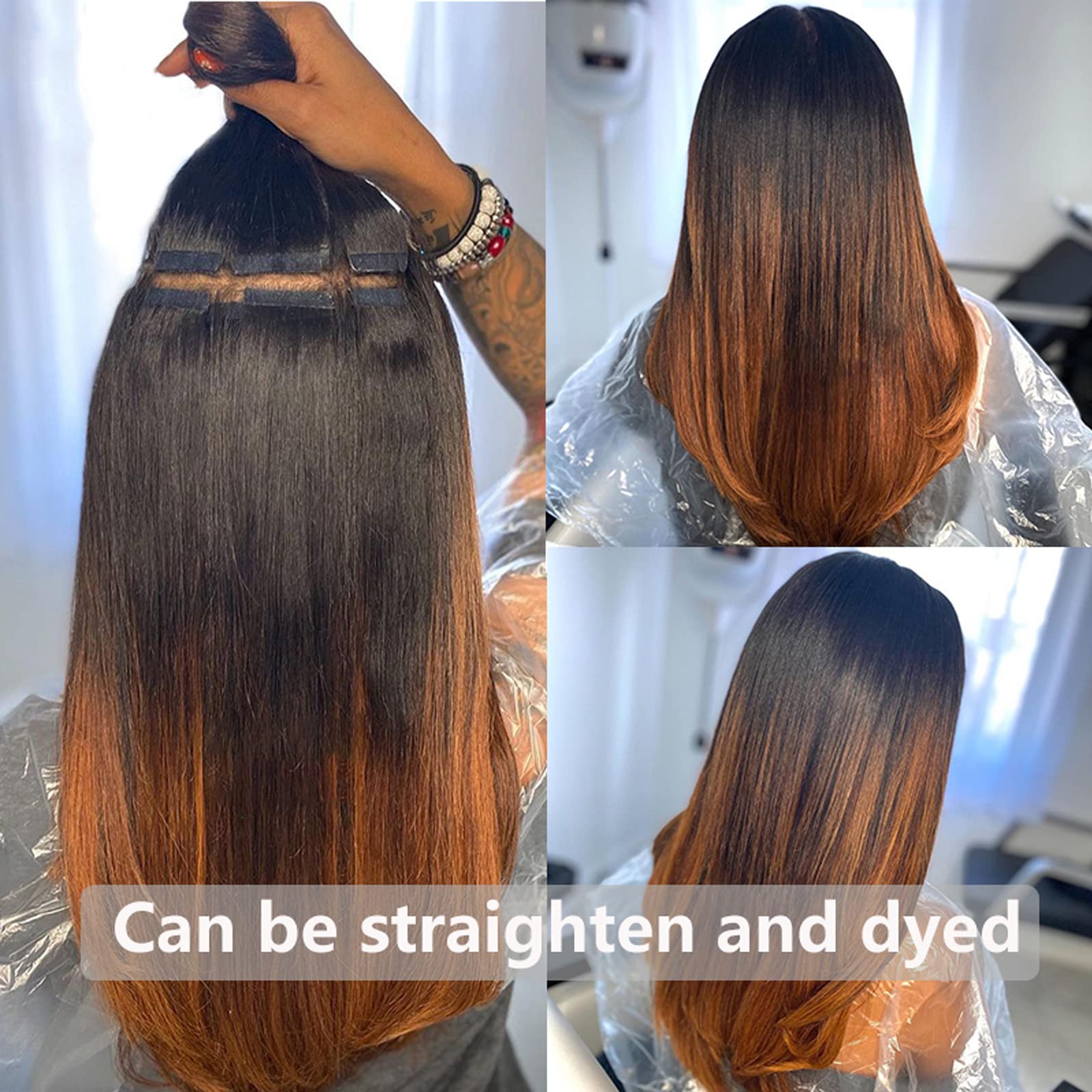 Natural Black Tape in Hair Extensions 24 Inch Body Wave Remy Human Hair - 50g/pack 20pcs #1B Wavy Tape Ins for Black Women - Perfect for Daily Styling, Parties & Special Occasions