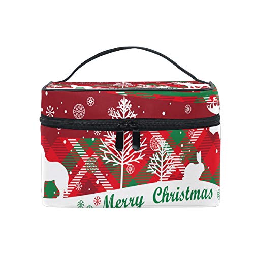 Premium Christmas Snow Animal Deer Wolf Fox Cosmetic Bag - Travel Makeup Train Case & Storage Organizer for Women | Perfect for Holiday Gifts, Travel Essentials & Makeup Organization