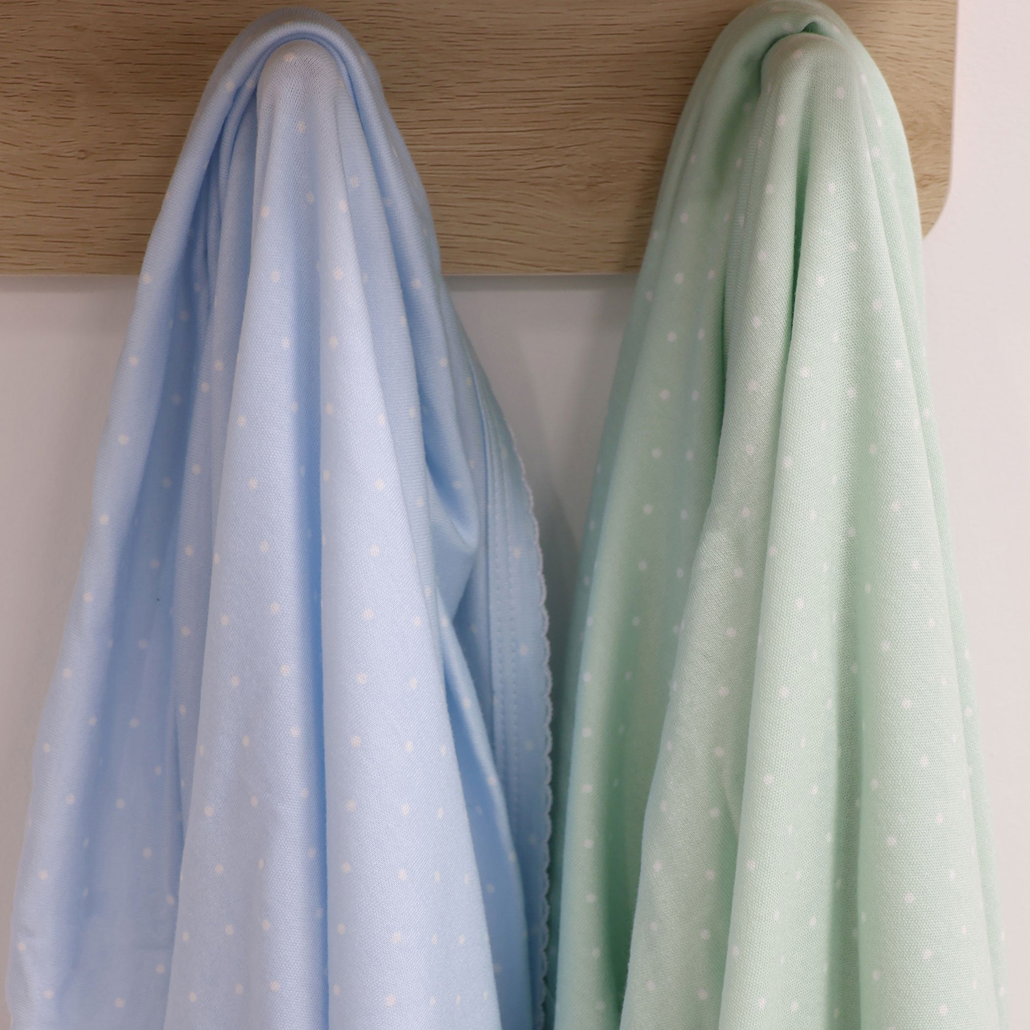 2-Pack Jersey Swaddle Wraps for Babies - Soft & Breathable Blue & Sage Confetti Print - Perfect for Newborns, Infants & Baby Showers
